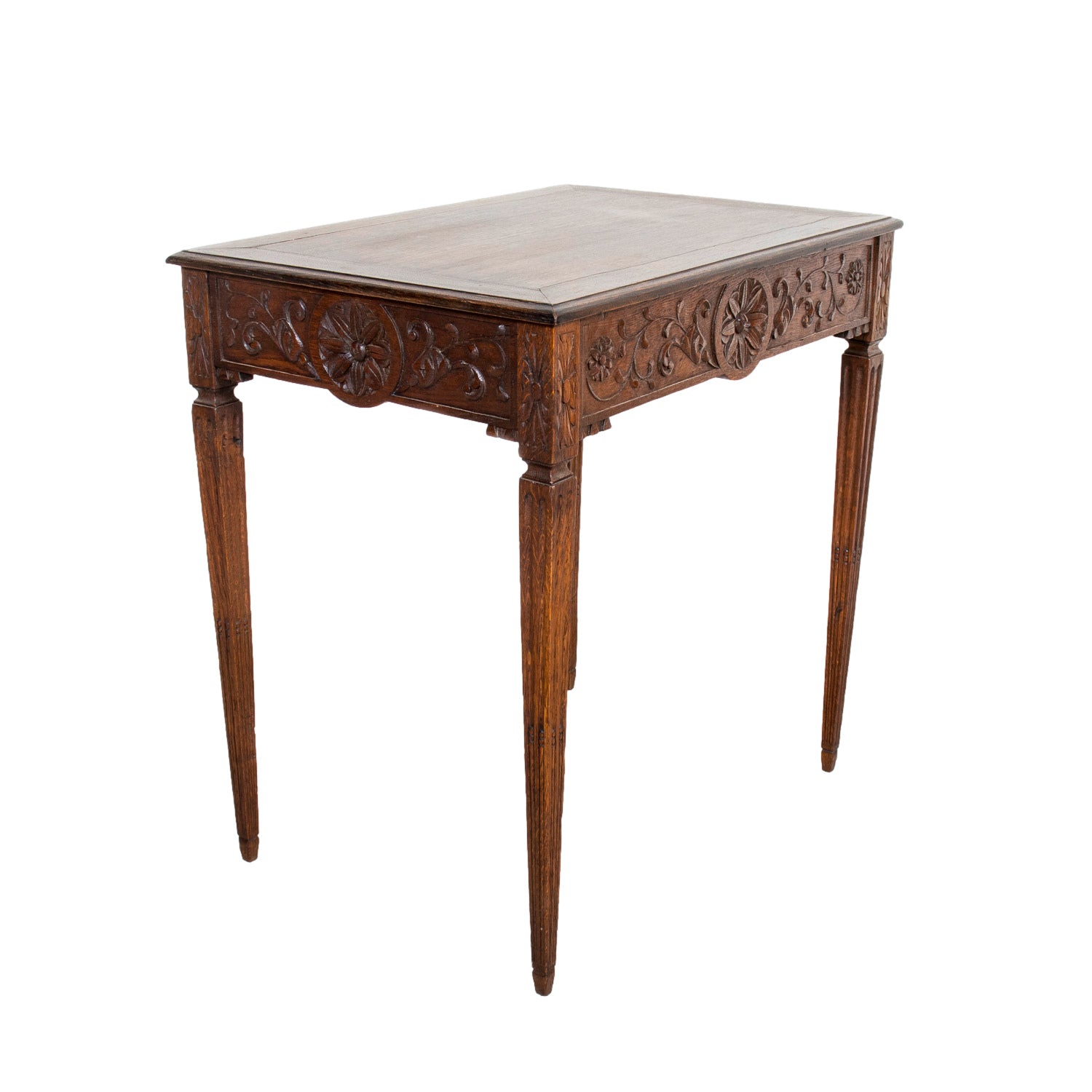 19th Century French Louis XVI Style Carved Oak Side Table
