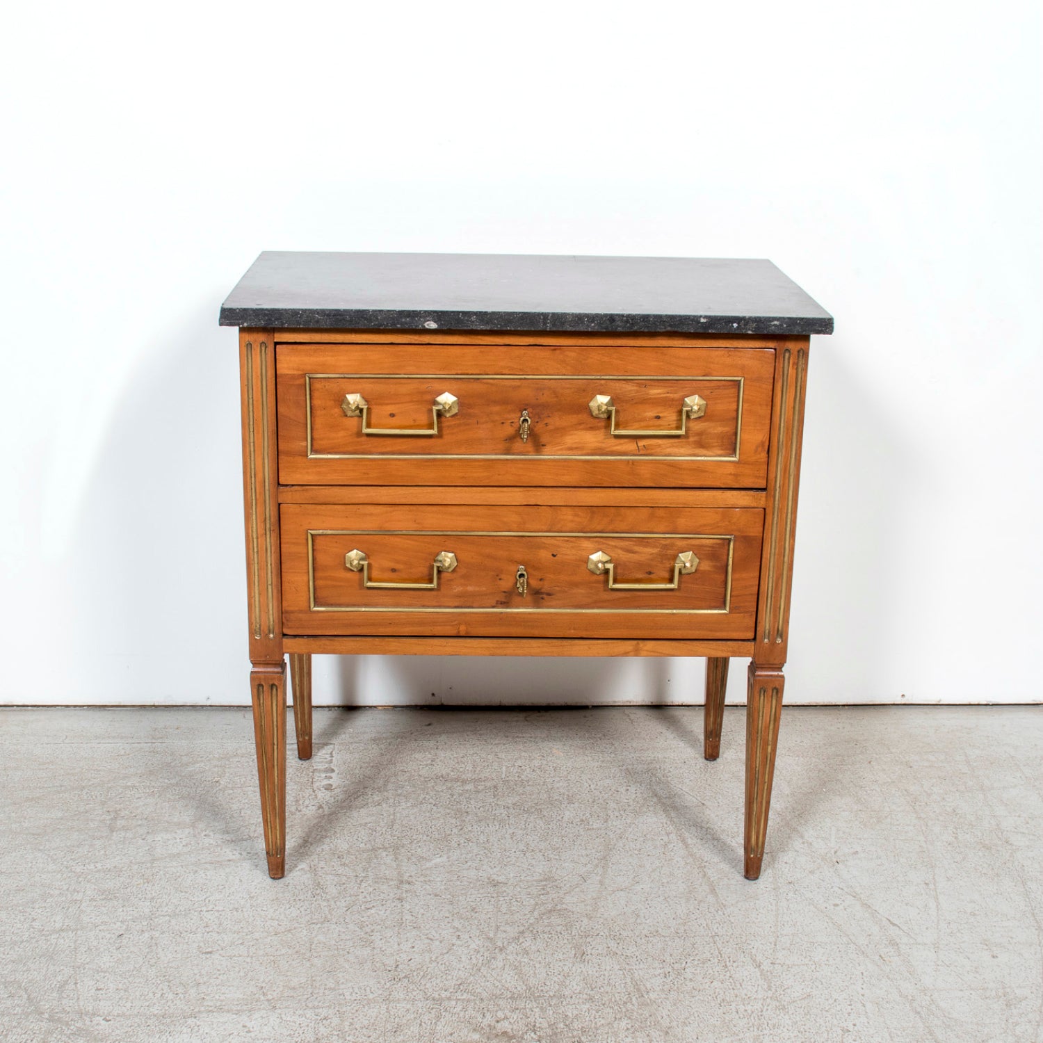 19th Century French Louis XVI Petite Commode with Black Marble Top