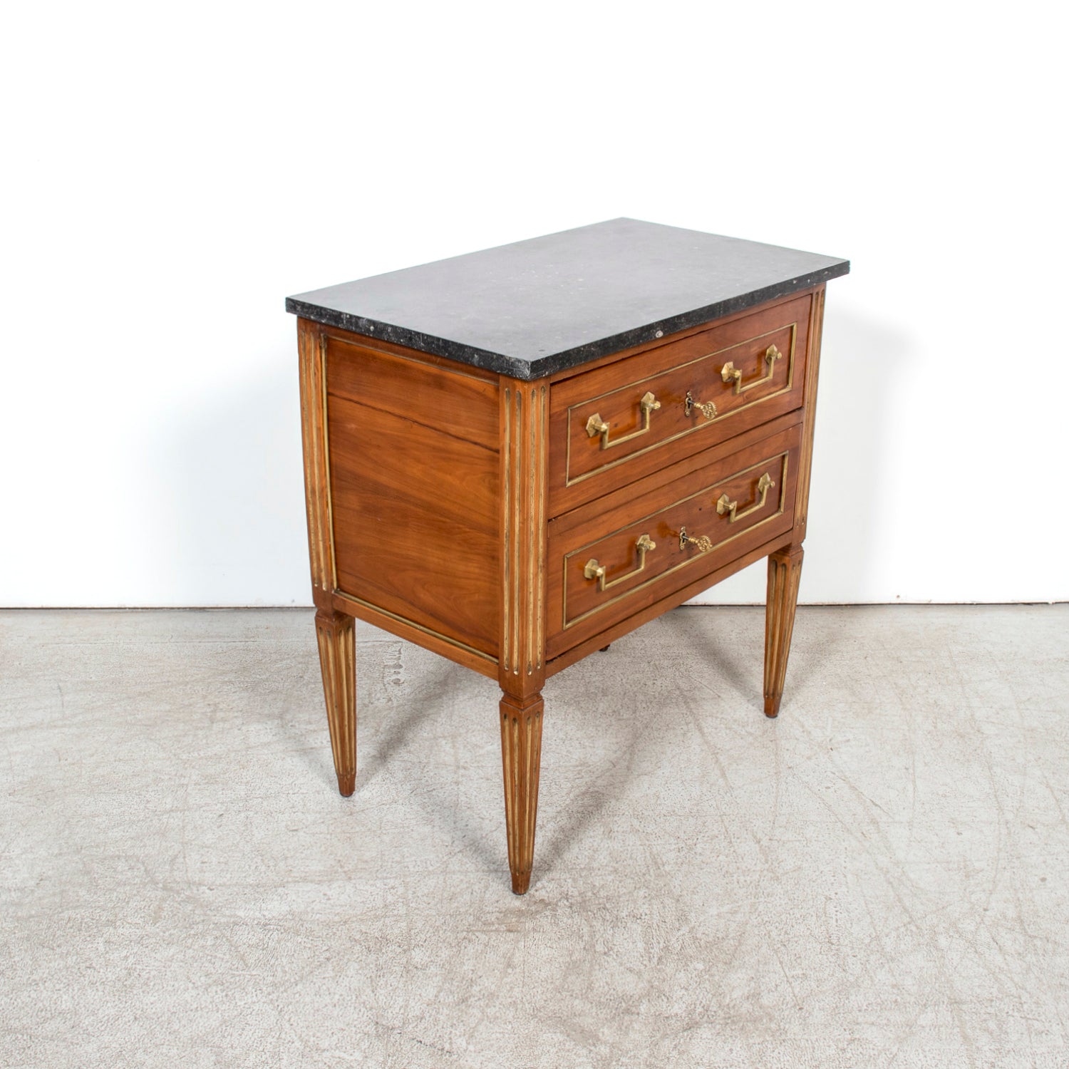 19th Century French Louis XVI Petite Commode with Black Marble Top