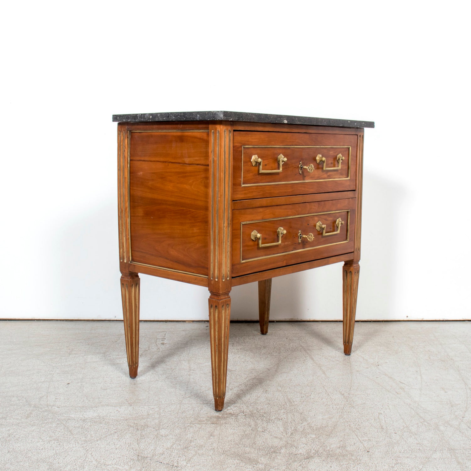 19th Century French Louis XVI Petite Commode with Black Marble Top