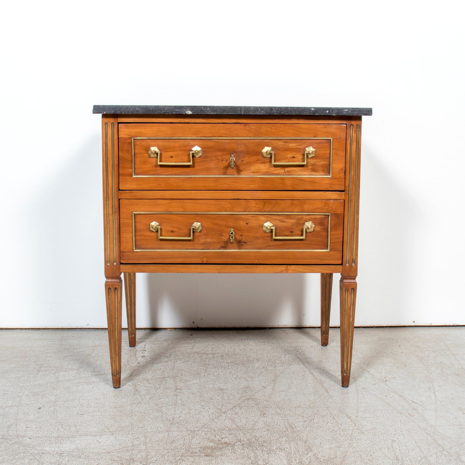 19th Century French Louis XVI Petite Commode with Black Marble Top