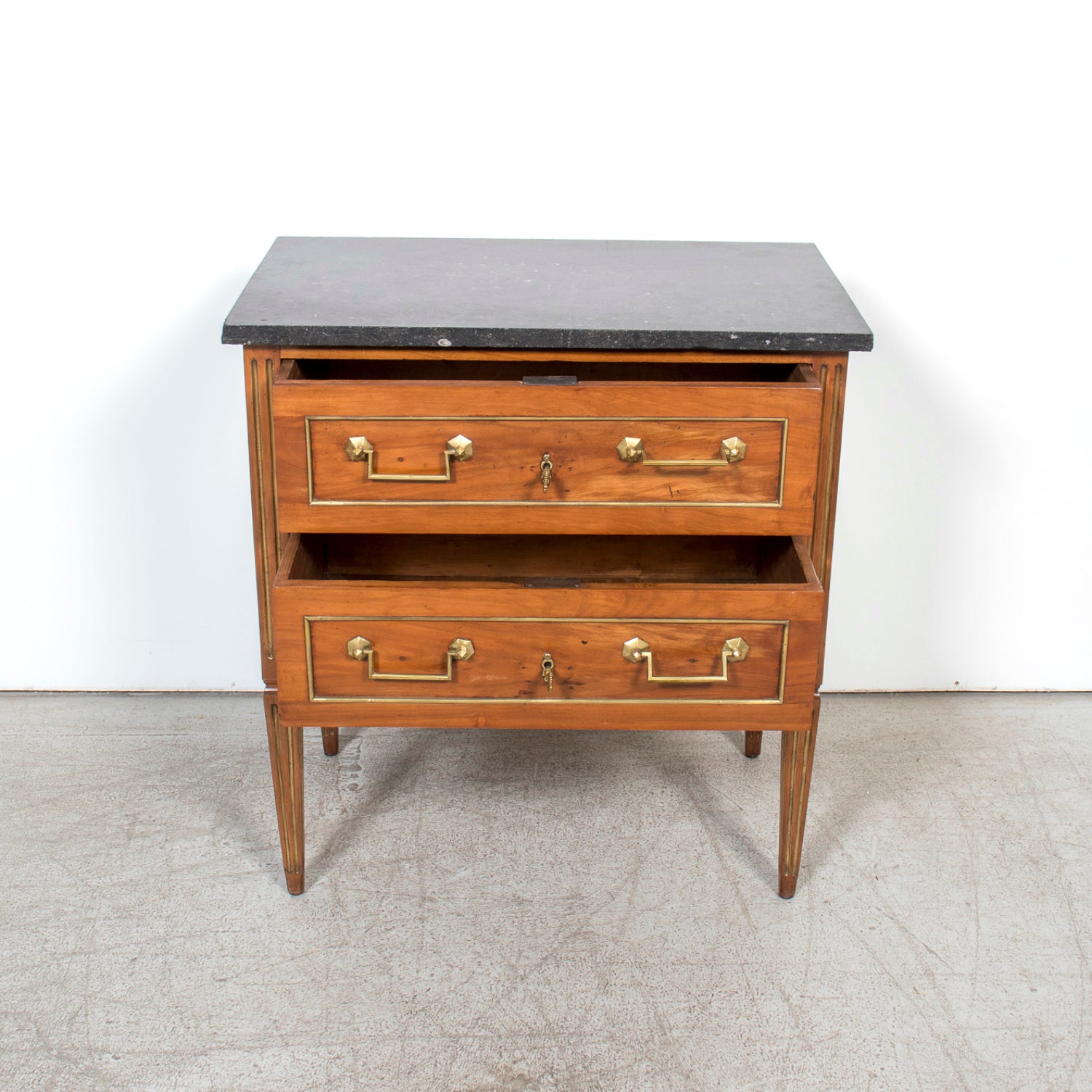 19th Century French Louis XVI Petite Commode with Black Marble Top