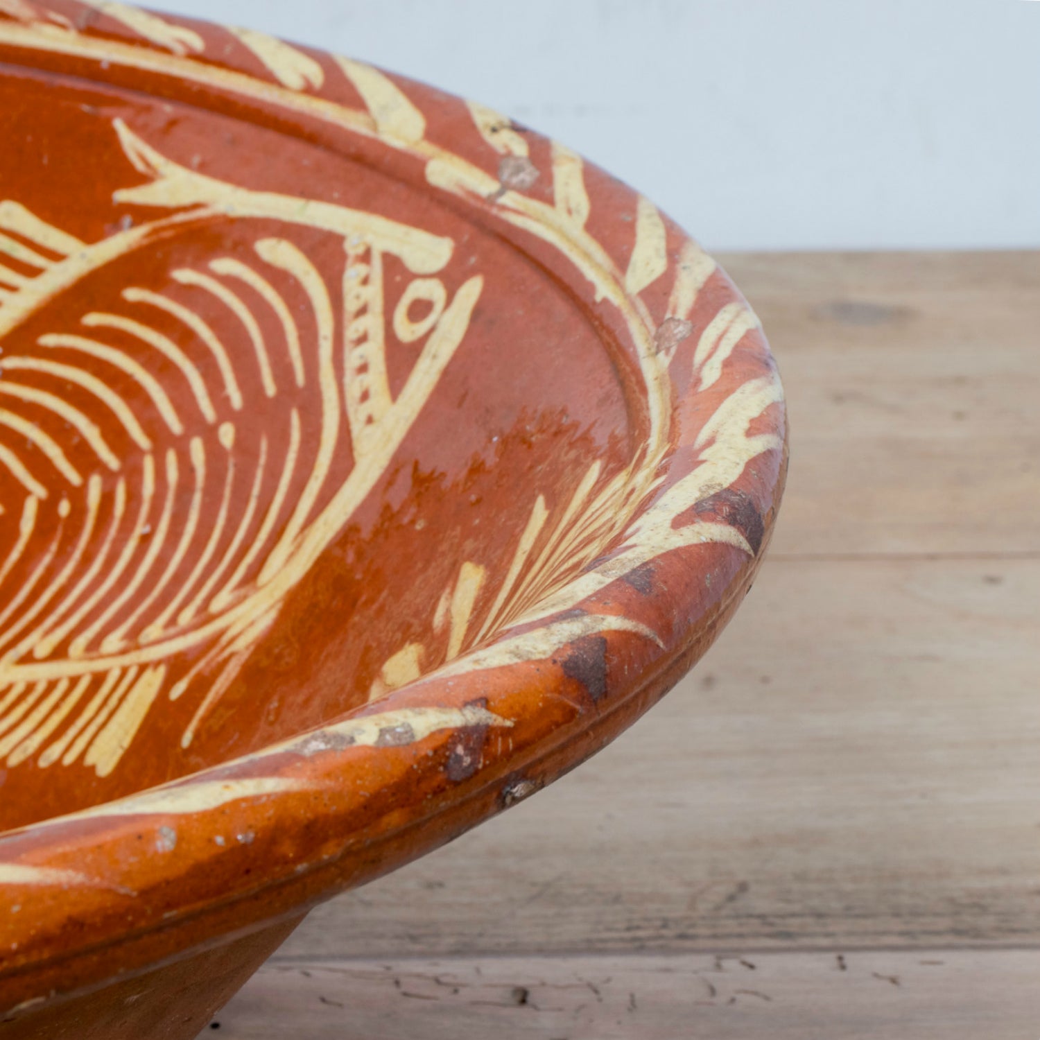 19th Century Portuguese Red Slipware  Bowl with Fish Motifs