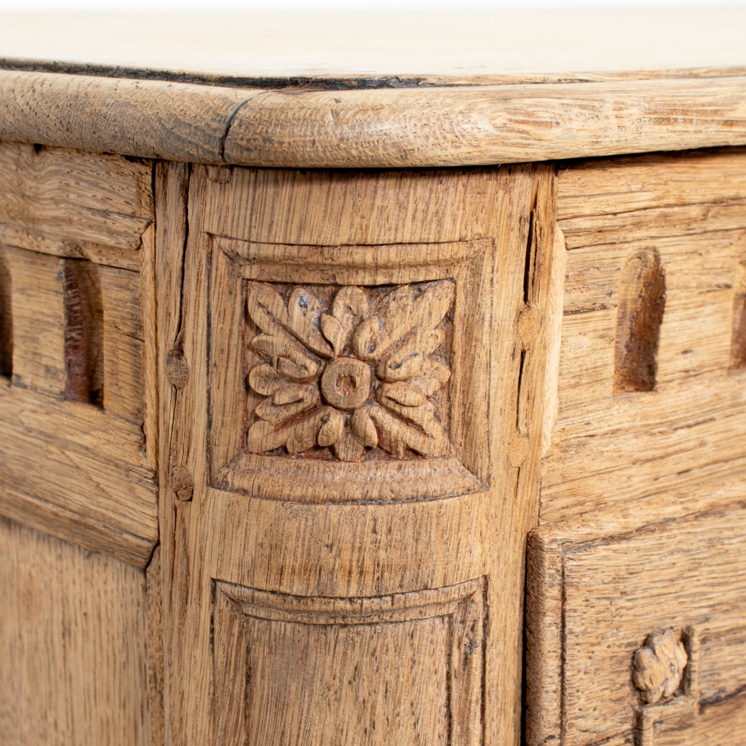 19th Century French Louis XVI Style Serpentine Front Bleached Oak Commode