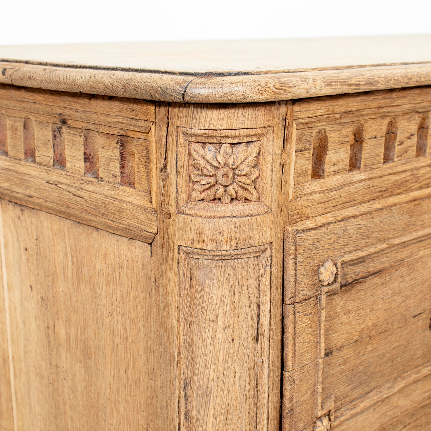 19th Century French Louis XVI Style Serpentine Front Bleached Oak Commode