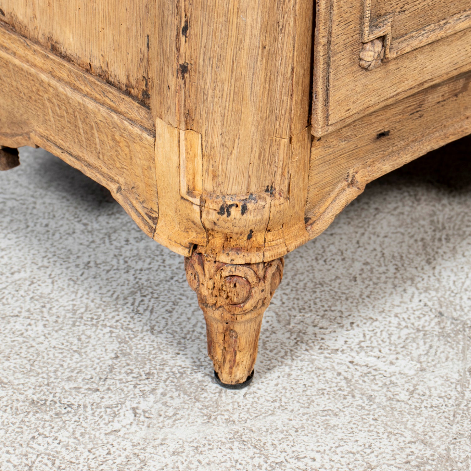 19th Century French Louis XVI Style Serpentine Front Bleached Oak Commode