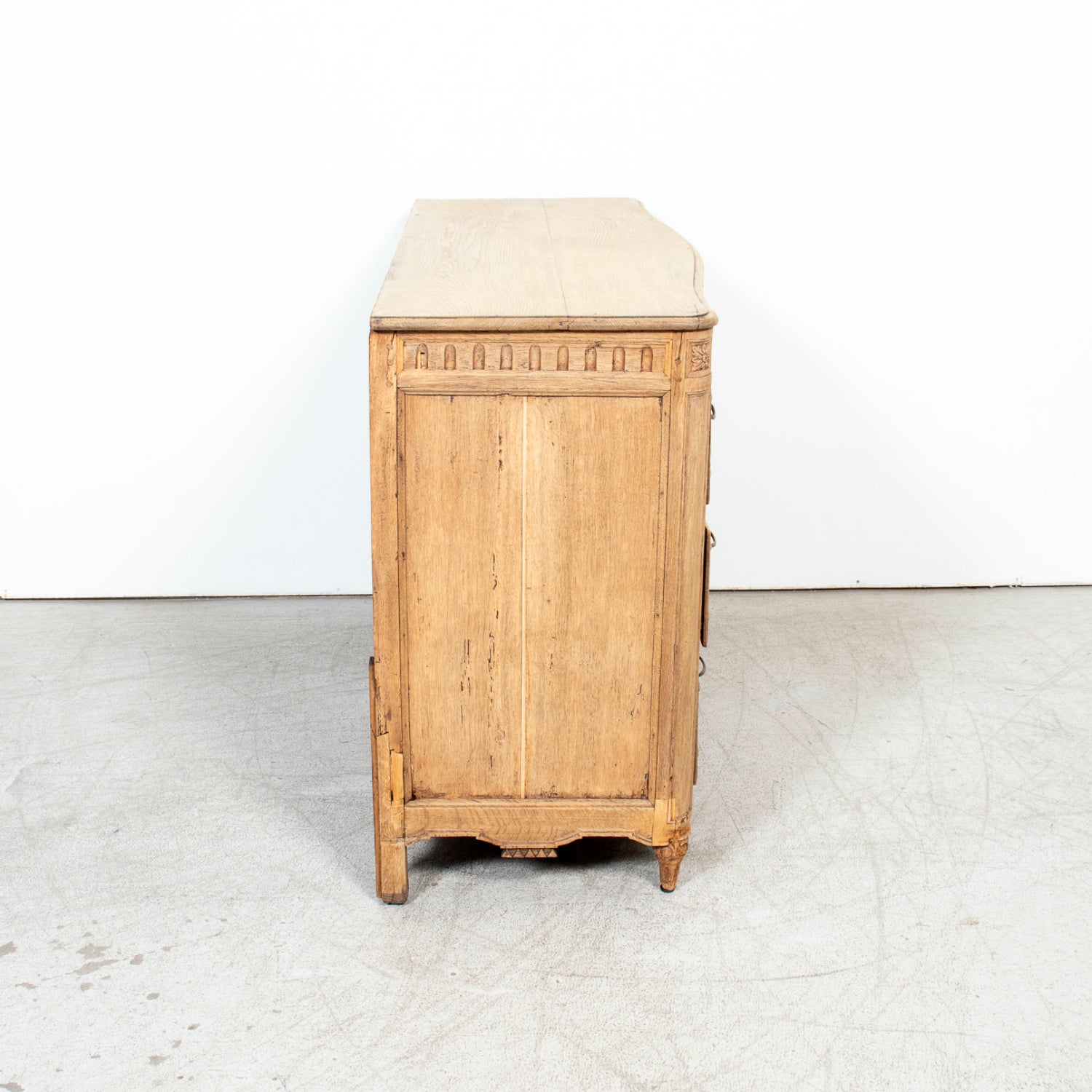 19th Century French Louis XVI Style Serpentine Front Bleached Oak Commode