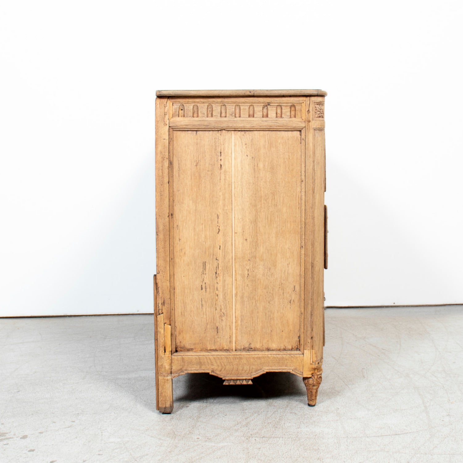 19th Century French Louis XVI Style Serpentine Front Bleached Oak Commode