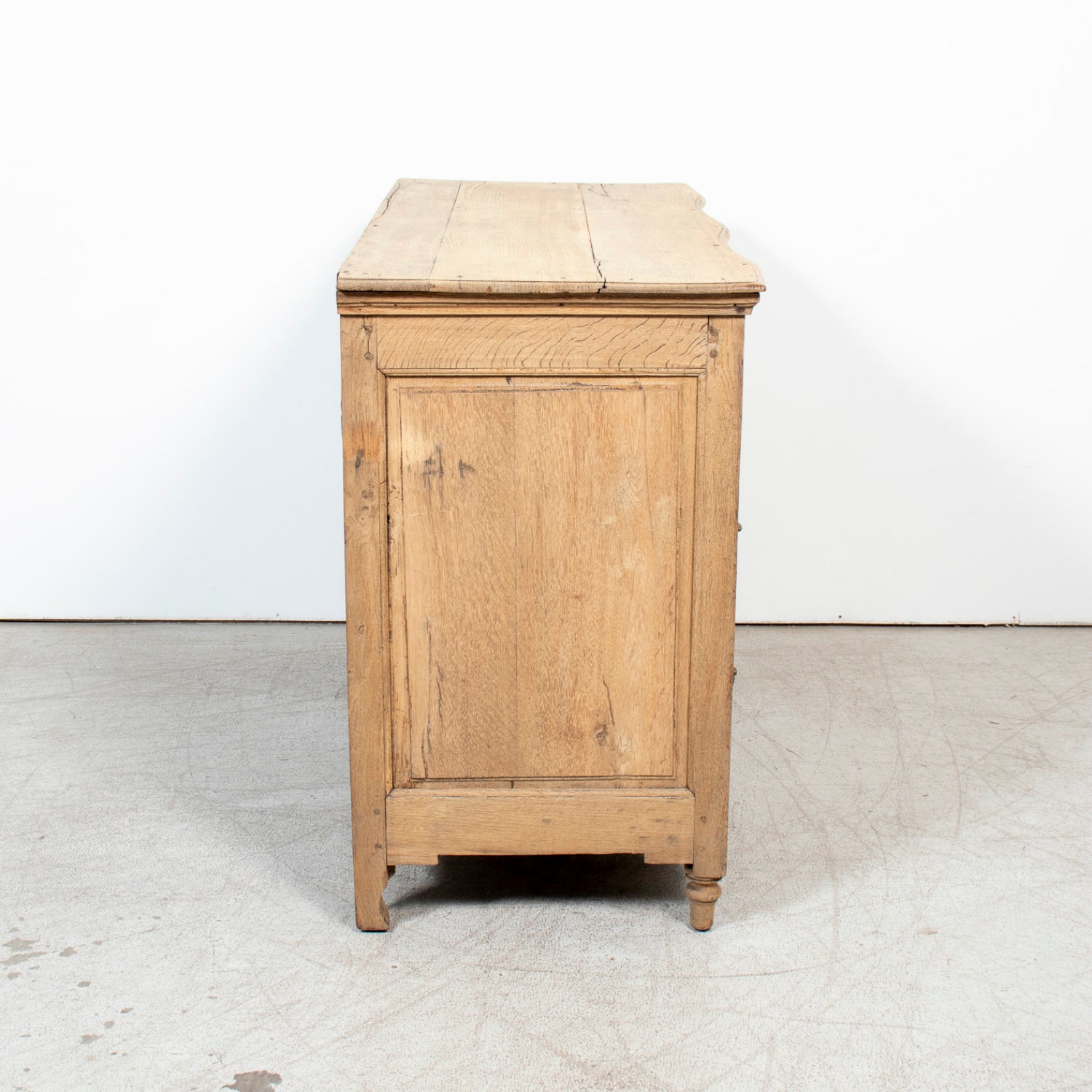 Mid-19th Century French Louis XVI Style Carved Bleached Oak Three-Drawer Serpentine Commode
