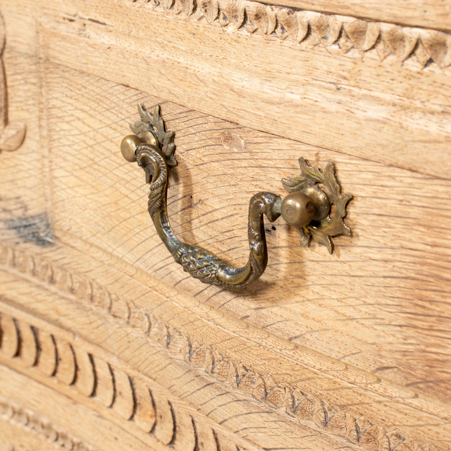 Mid-19th Century French Louis XVI Style Carved Bleached Oak Three-Drawer Serpentine Commode