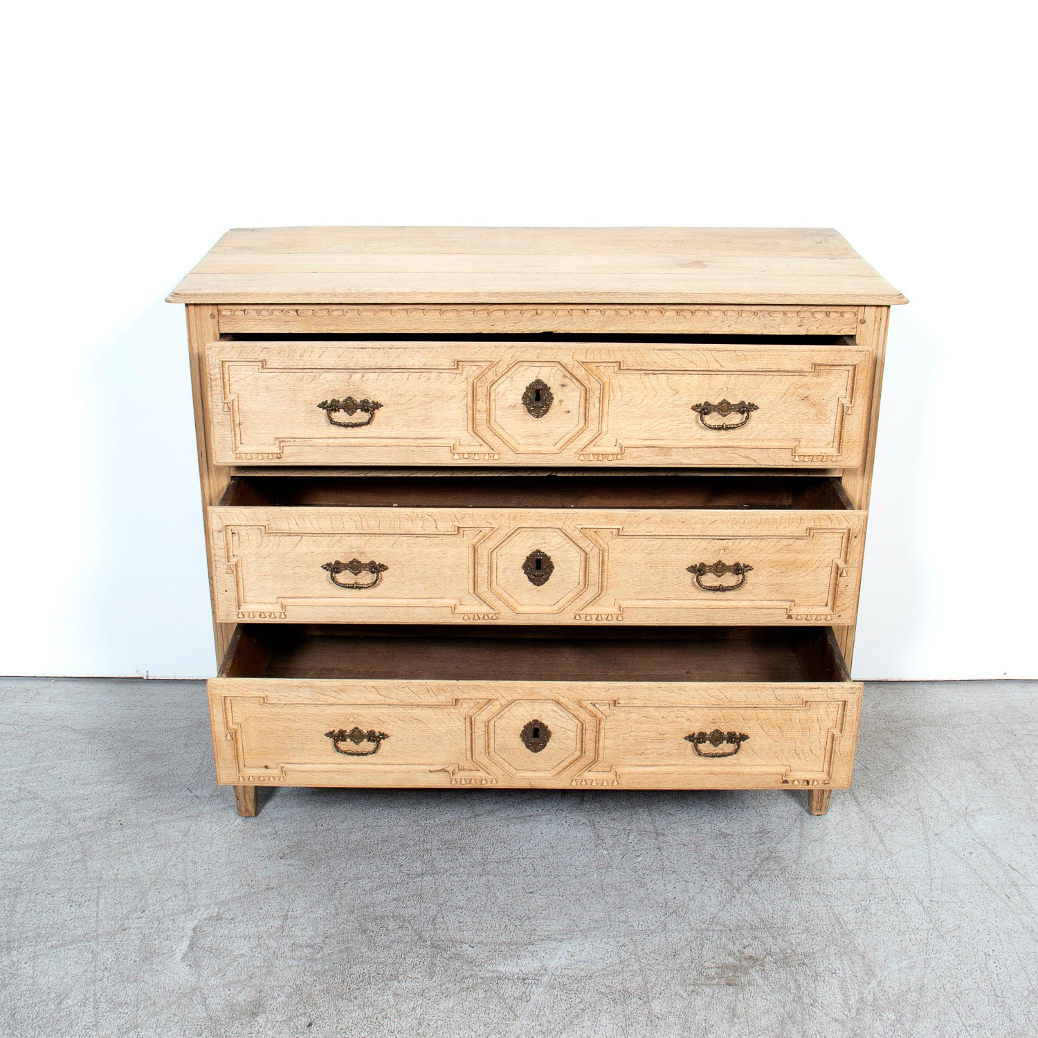 Mid-19th Century French Louis XVI Style Bleached Oak Neoclassical Commode