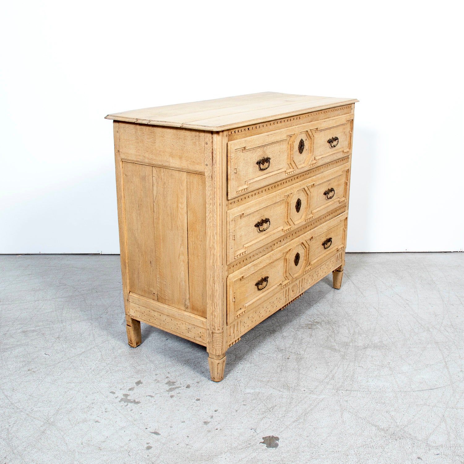 Mid-19th Century French Louis XVI Style Bleached Oak Neoclassical Commode