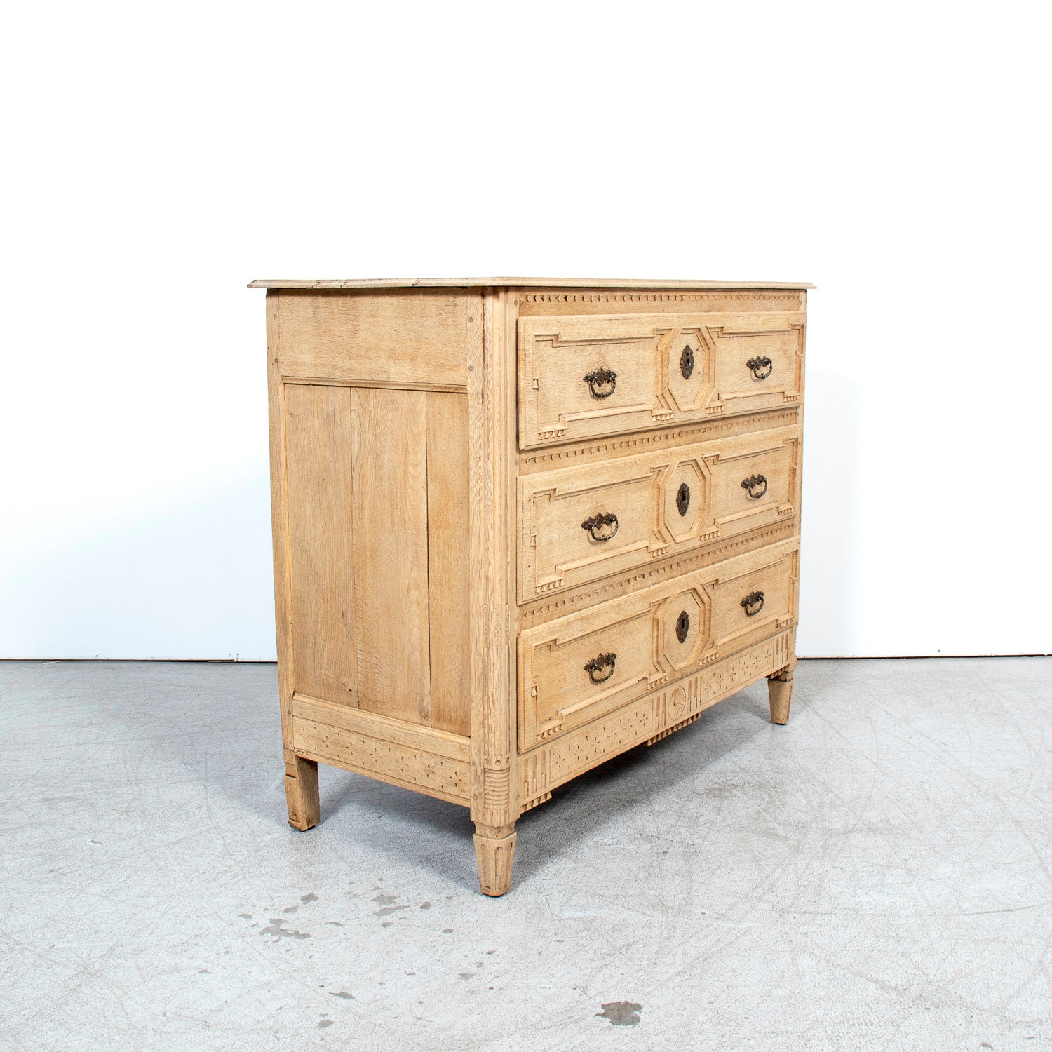 Mid-19th Century French Louis XVI Style Bleached Oak Neoclassical Commode