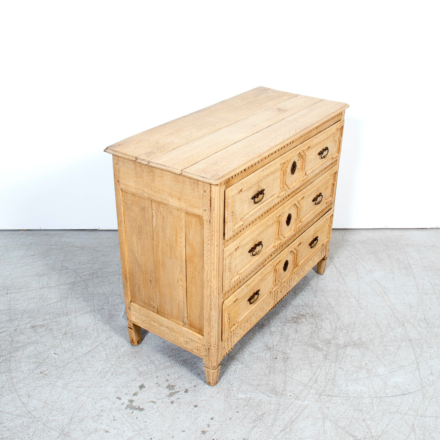 Mid-19th Century French Louis XVI Style Bleached Oak Neoclassical Commode