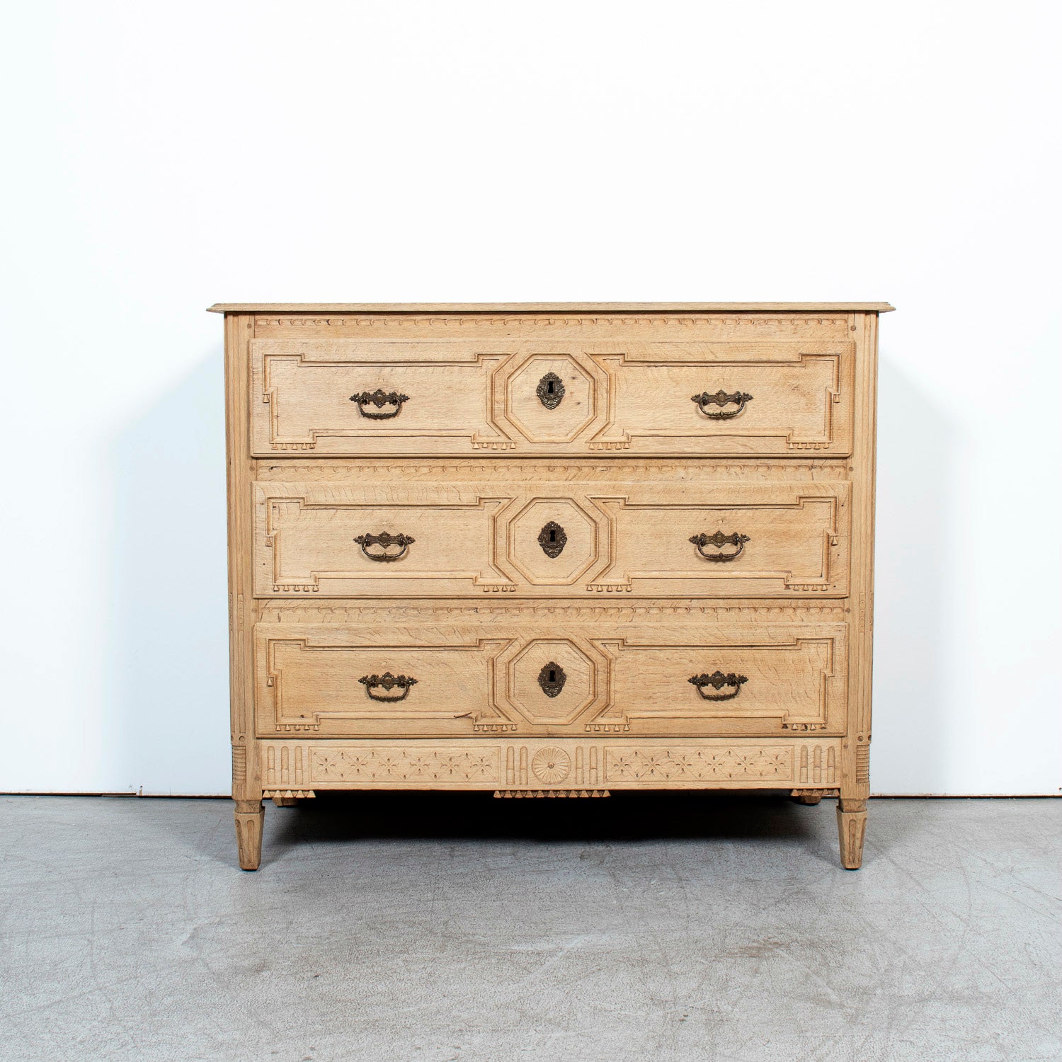 Mid-19th Century French Louis XVI Style Bleached Oak Neoclassical Commode