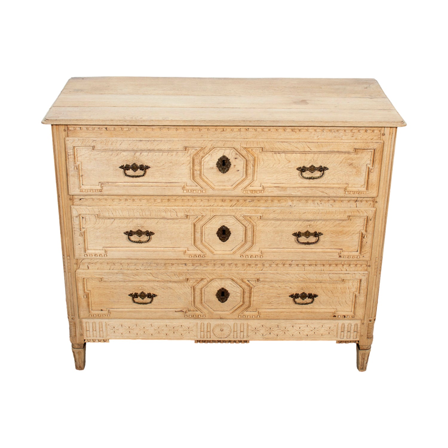 Mid-19th Century French Louis XVI Style Bleached Oak Neoclassical Commode