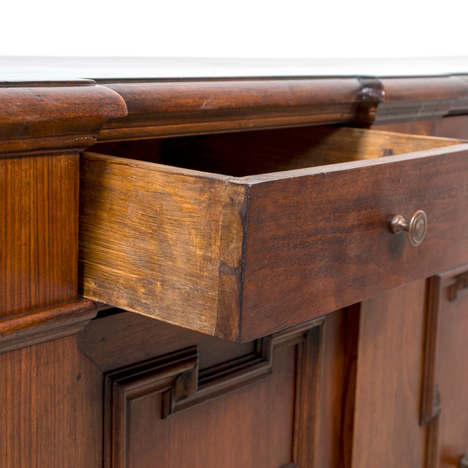 Late 18th Century Carved Italian Baroque Style Walnut Credenza Scantonata