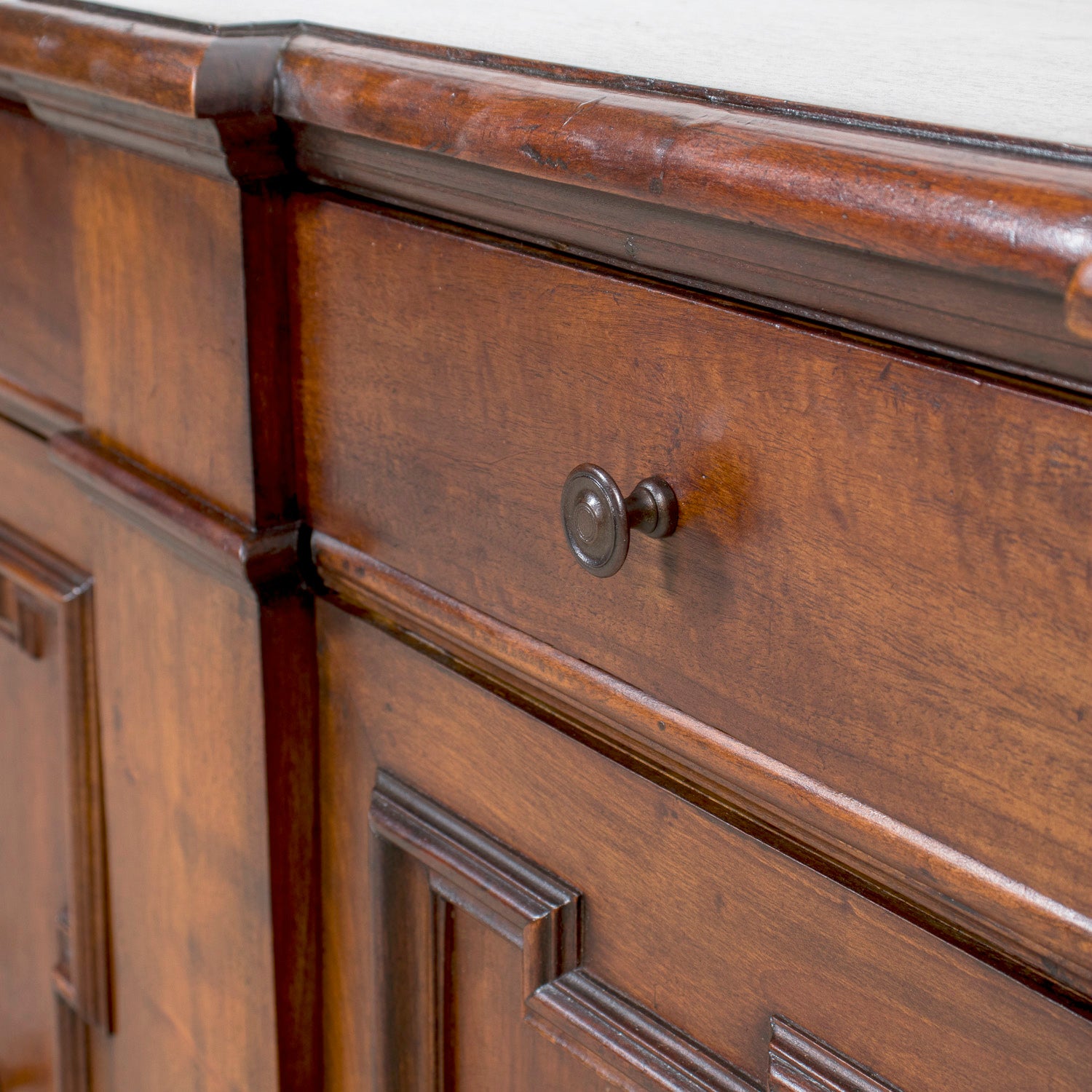 Late 18th Century Carved Italian Baroque Style Walnut Credenza Scantonata
