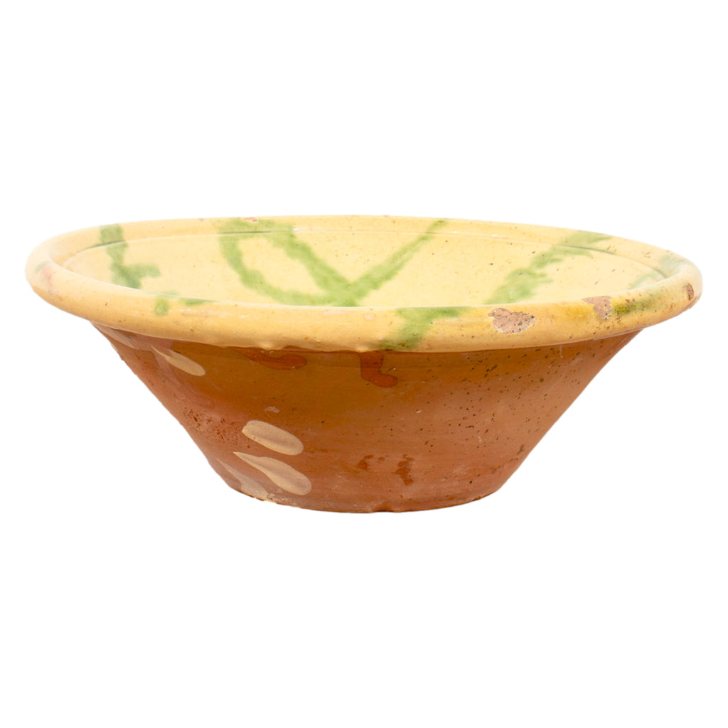 19th Century Spanish Catalan Verde y Miel Lebrillo Bowl