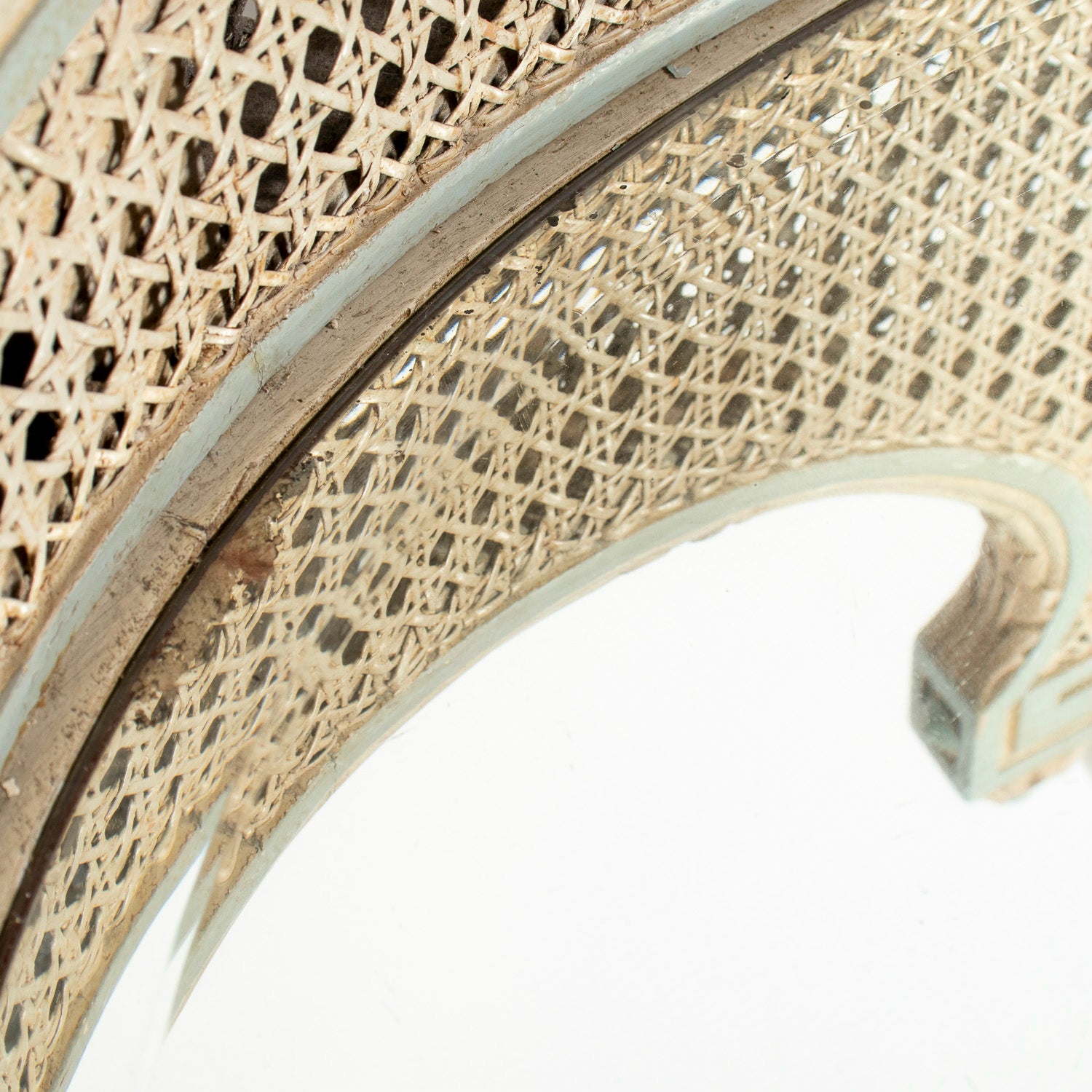 1920s French Louis XVI Style Provençal Polychrome Cane Vanity with Mirror