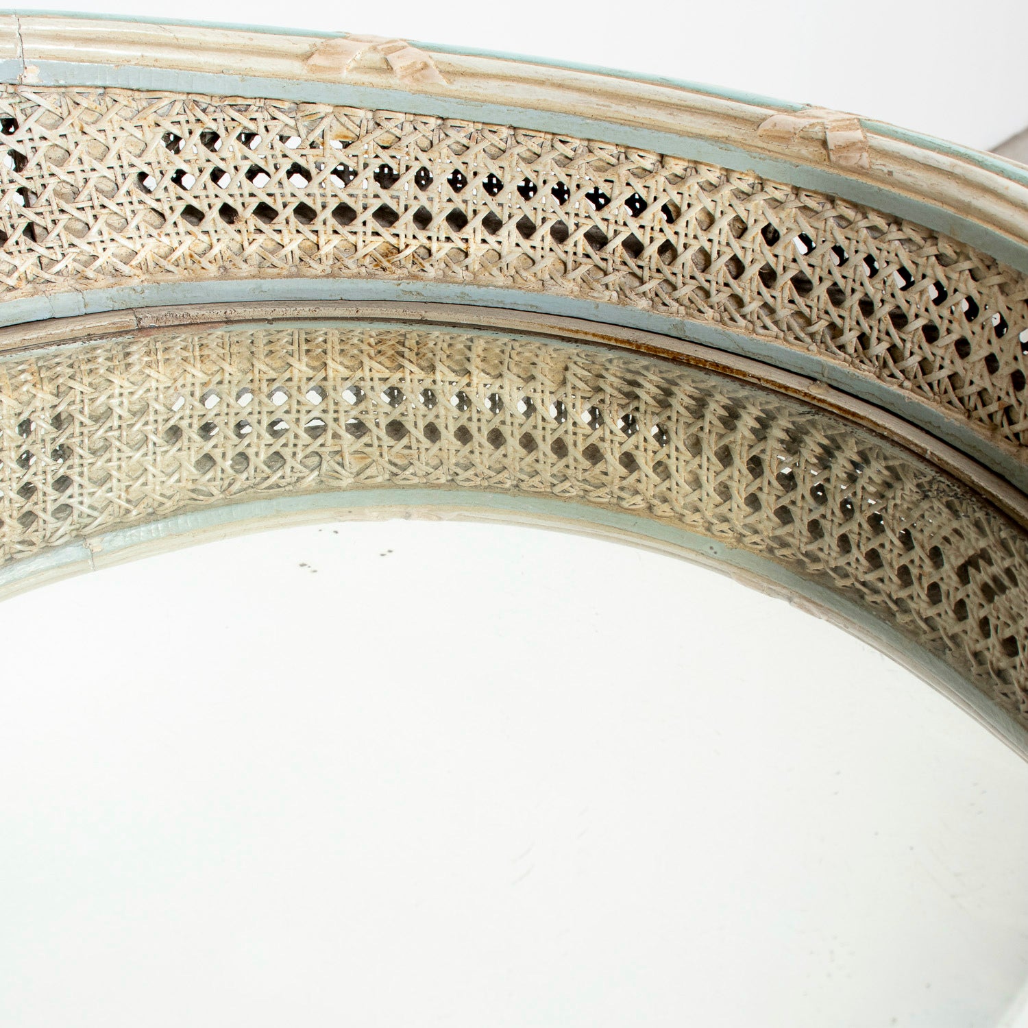 1920s French Louis XVI Style Provençal Polychrome Cane Vanity with Mirror