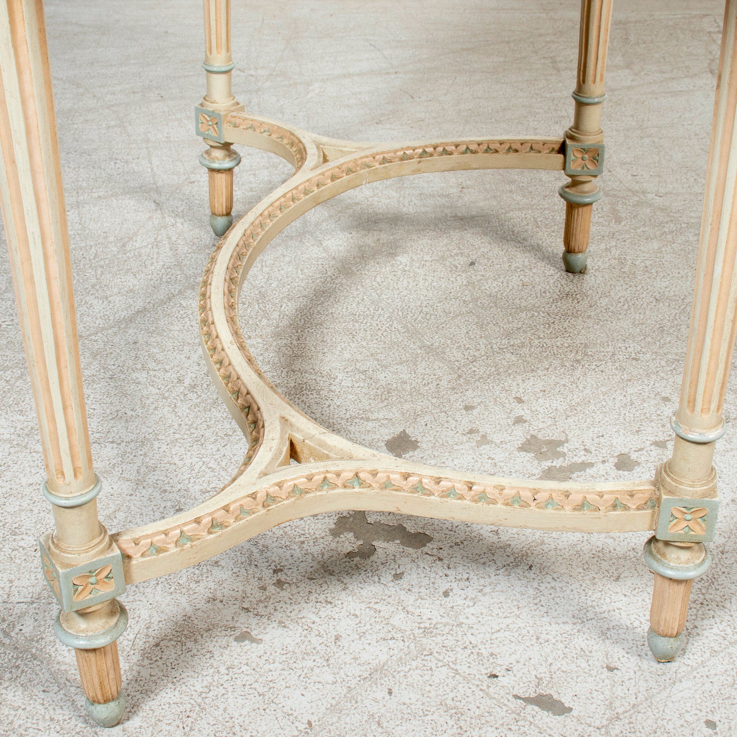 1920s French Louis XVI Style Provençal Polychrome Cane Vanity with Mirror