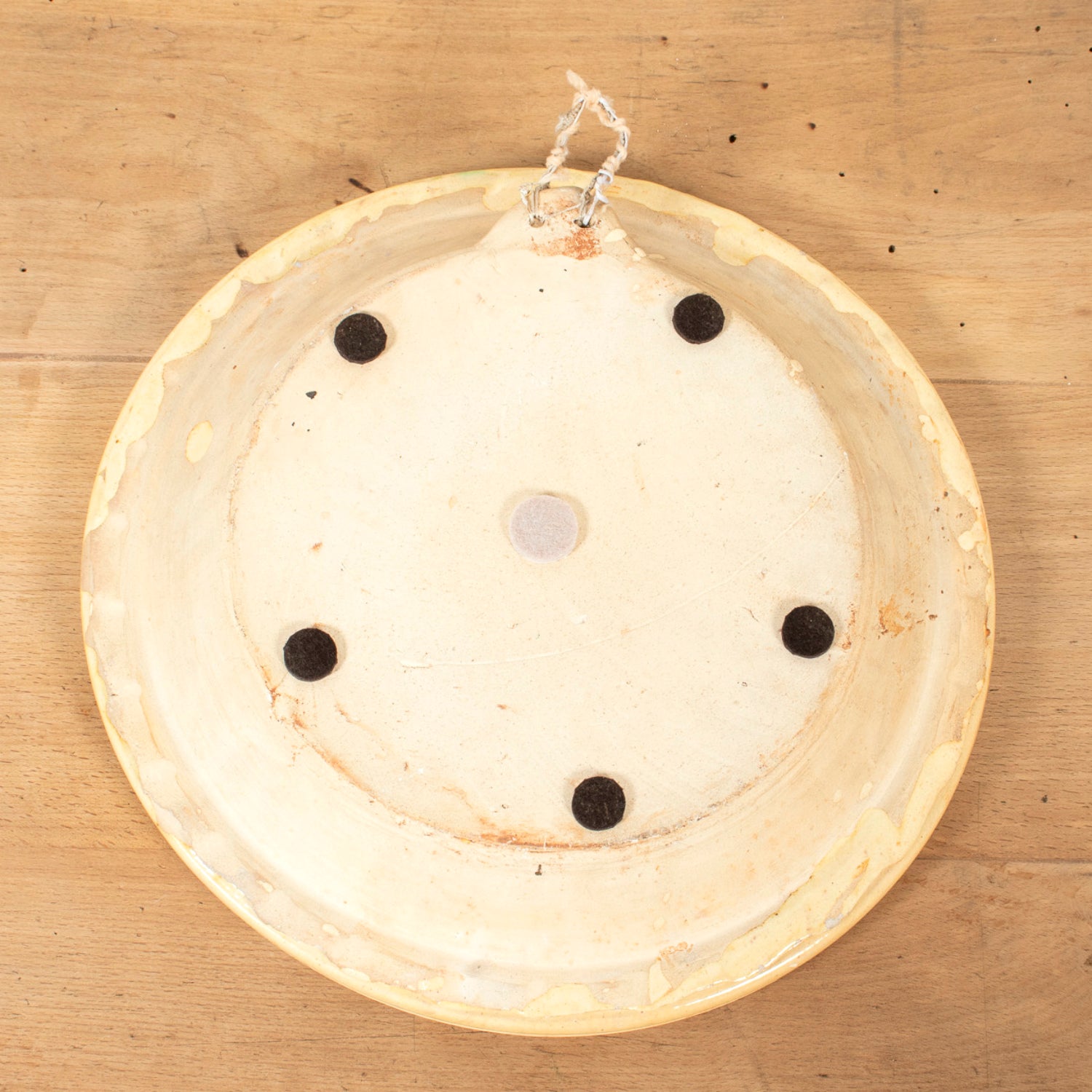 19th Century Portuguese Yellow Slipware Serving Bowl with Quail and Floral Designs