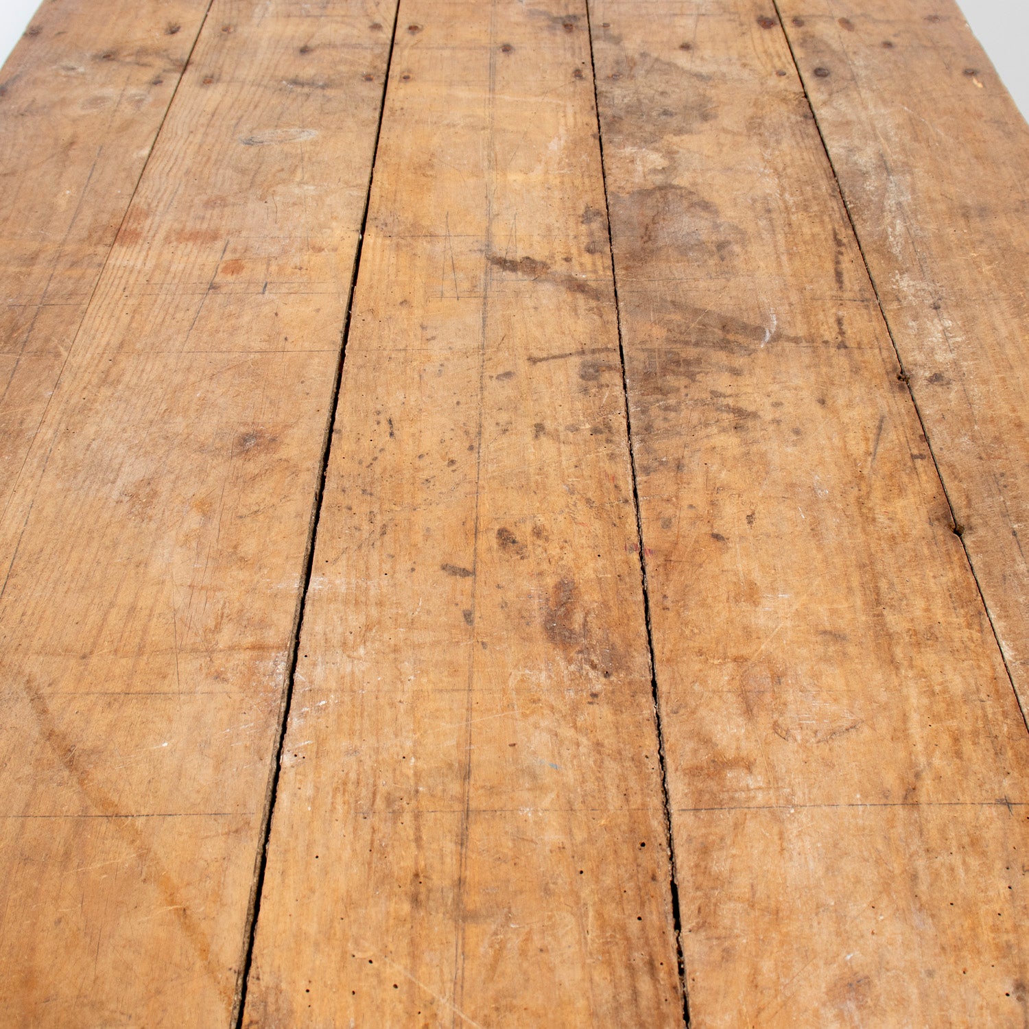 19th Century Spanish Catalan Rustic Bleached Oak Trestle Table with Iron Stretcher