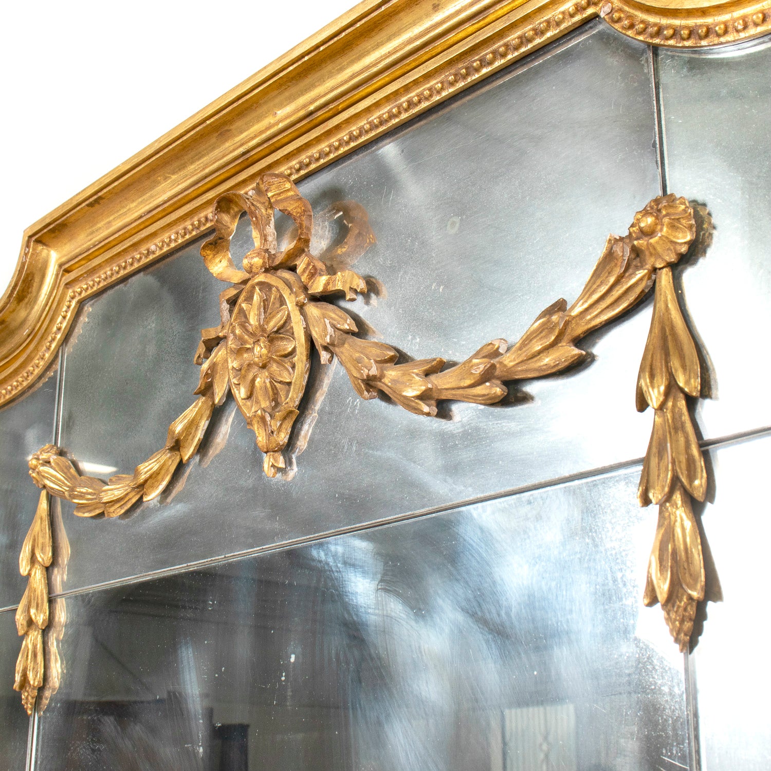 19th Century French Louis XVI Style Giltwood Pareclose Mirror with Original Mercury Glass
