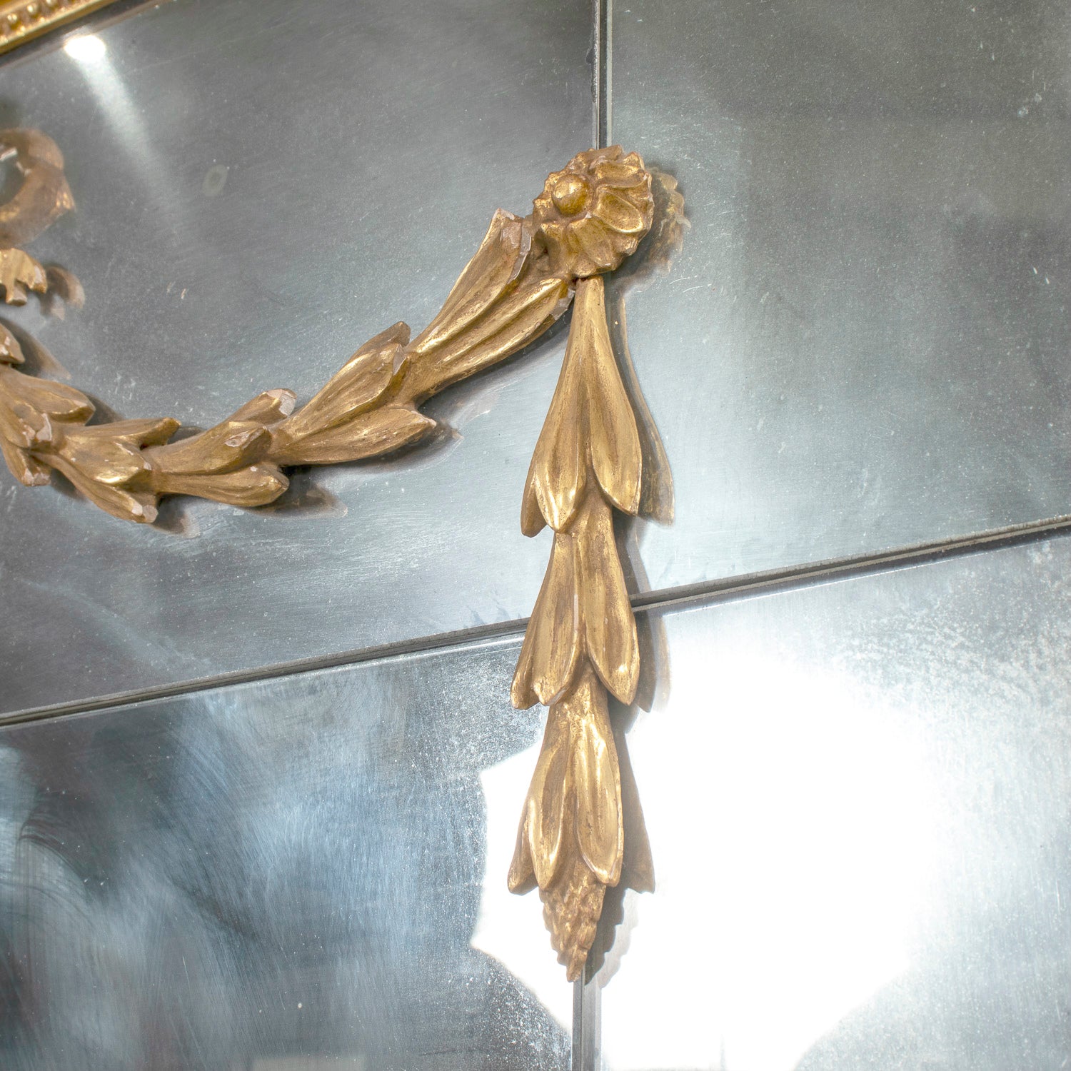 19th Century French Louis XVI Style Giltwood Pareclose Mirror with Original Mercury Glass