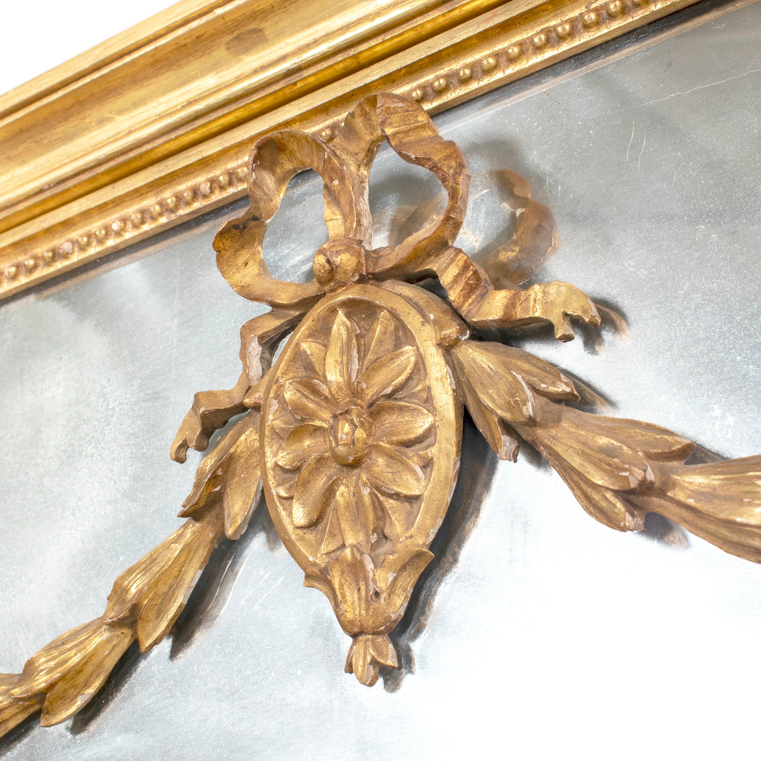19th Century French Louis XVI Style Giltwood Pareclose Mirror with Original Mercury Glass