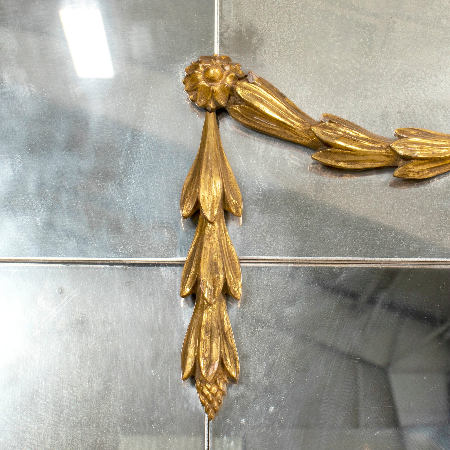 19th Century French Louis XVI Style Giltwood Pareclose Mirror with Original Mercury Glass