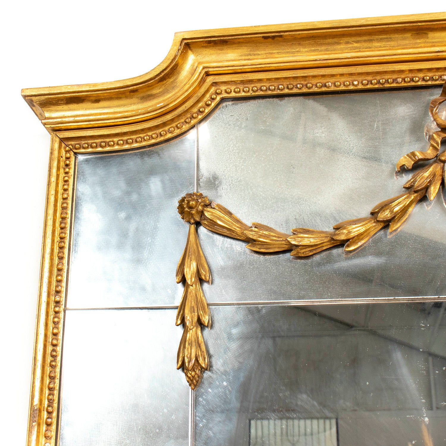 19th Century French Louis XVI Style Giltwood Pareclose Mirror with Original Mercury Glass