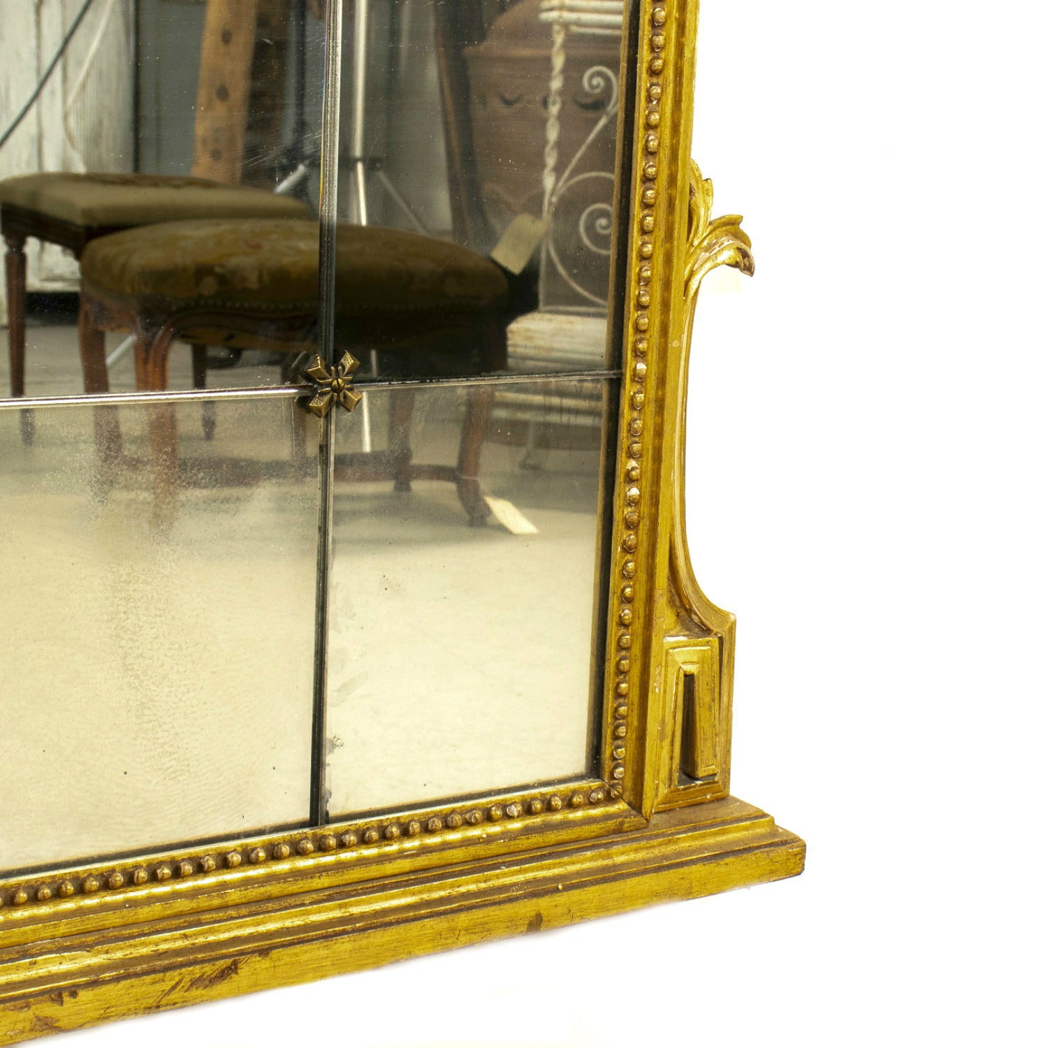 19th Century French Louis XVI Style Giltwood Pareclose Mirror with Original Mercury Glass