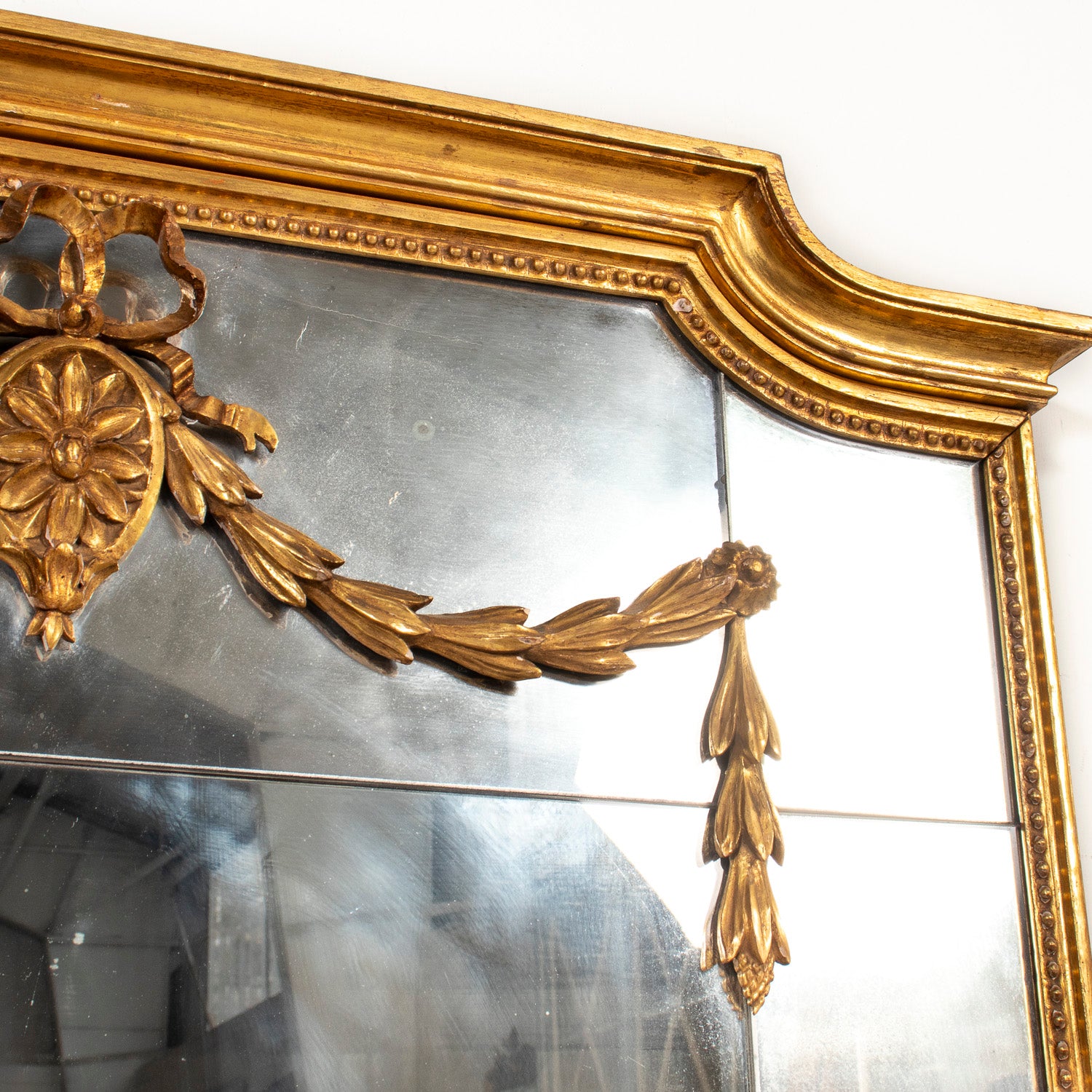 19th Century French Louis XVI Style Giltwood Pareclose Mirror with Original Mercury Glass