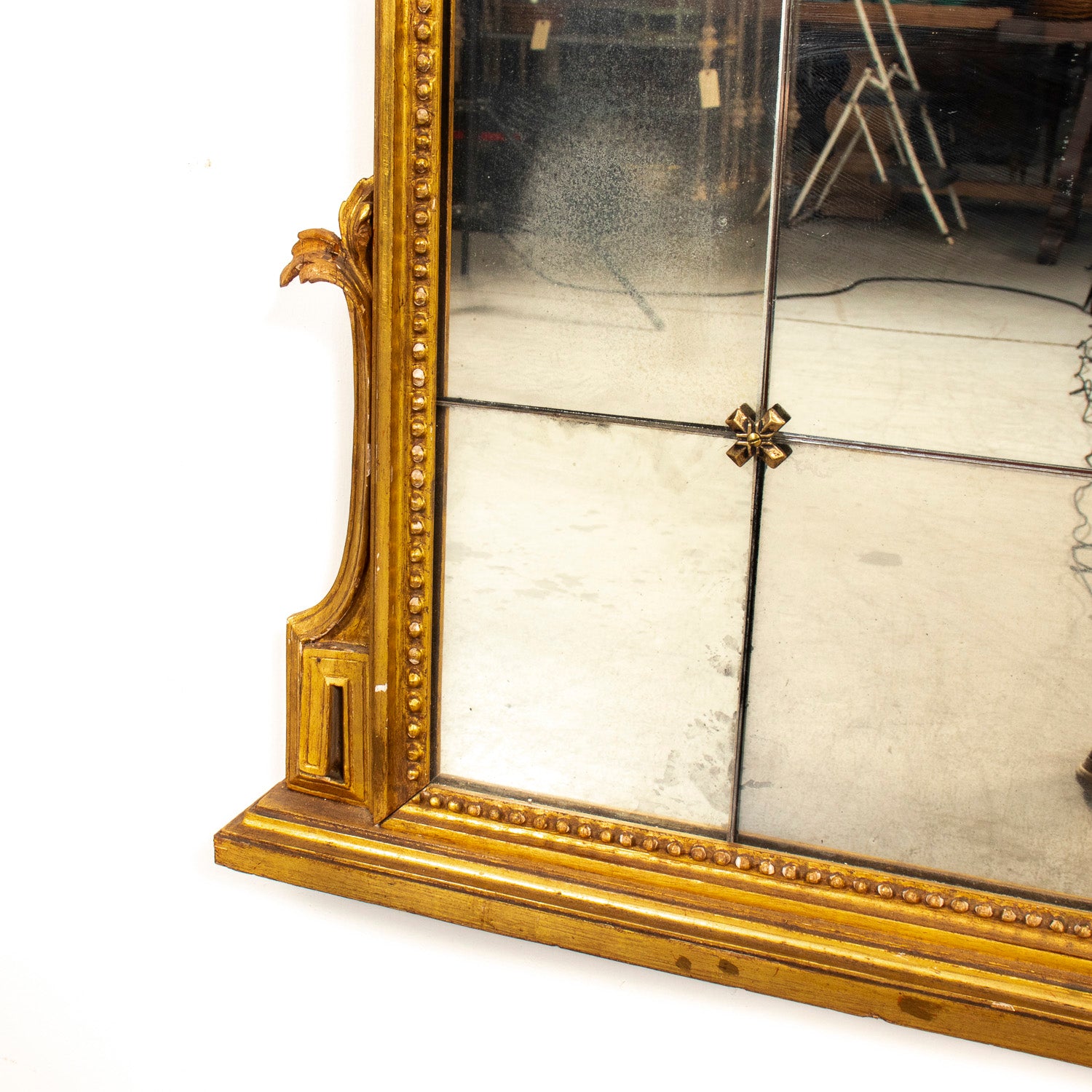 19th Century French Louis XVI Style Giltwood Pareclose Mirror with Original Mercury Glass