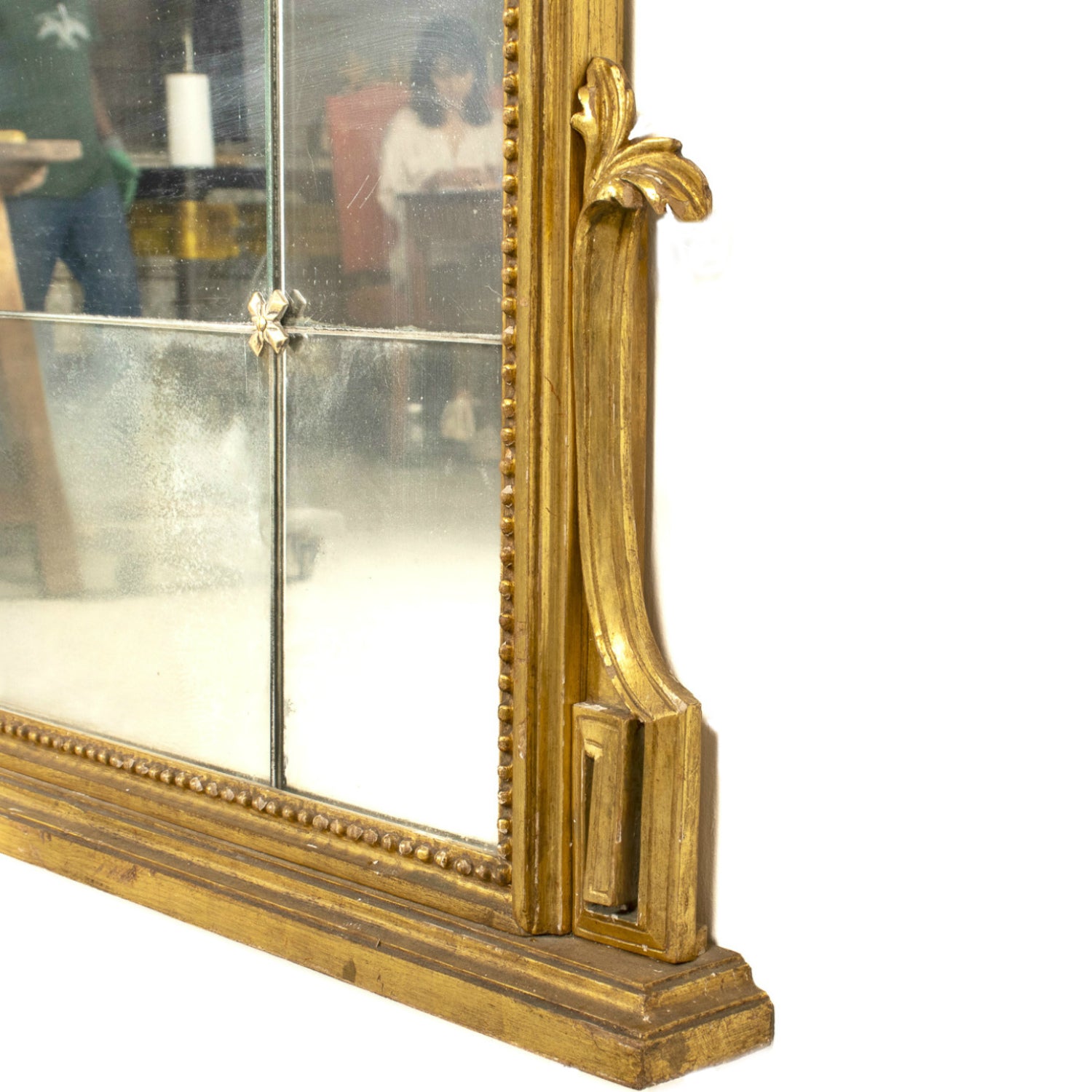 19th Century French Louis XVI Style Giltwood Pareclose Mirror with Original Mercury Glass