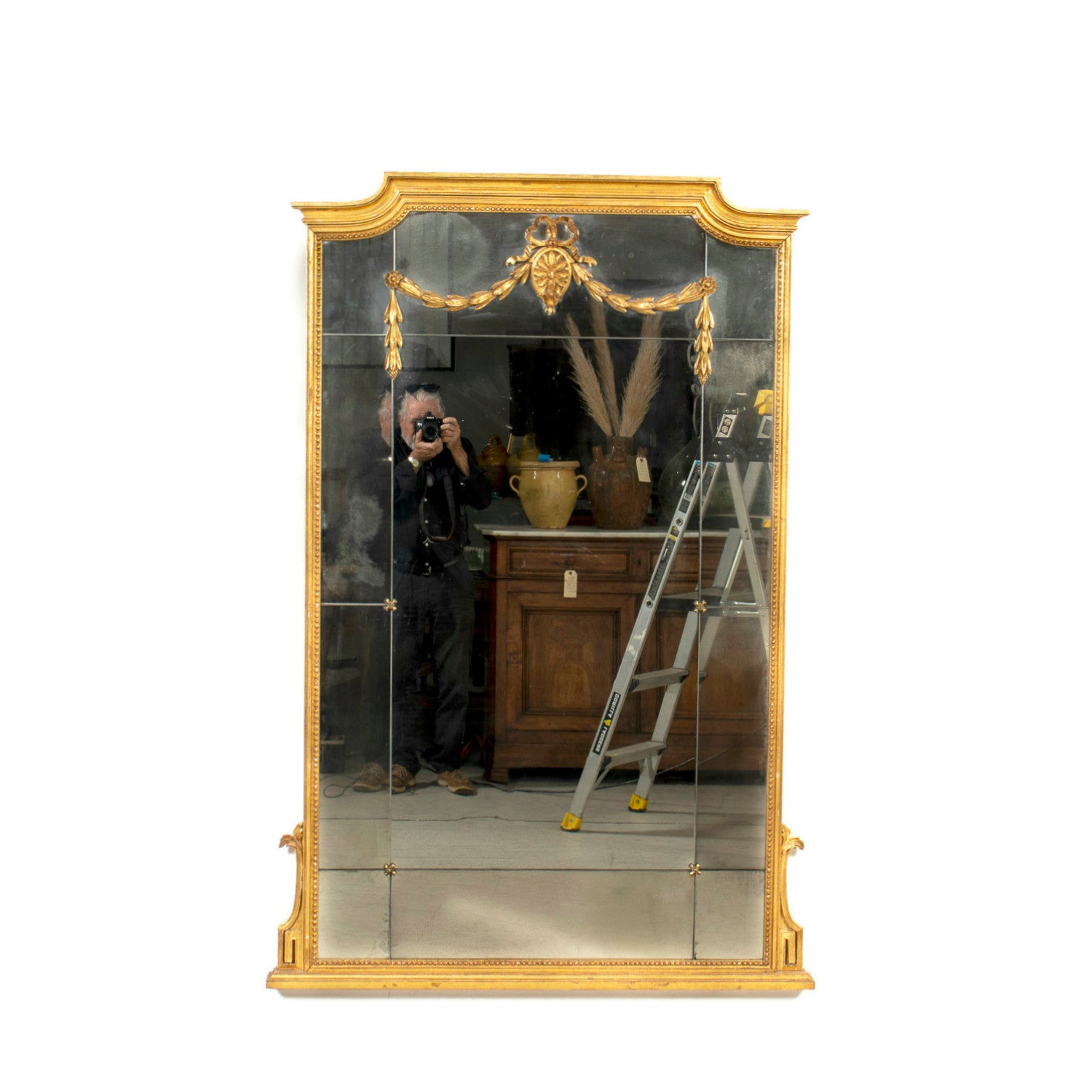 19th Century French Louis XVI Style Giltwood Pareclose Mirror with Original Mercury Glass