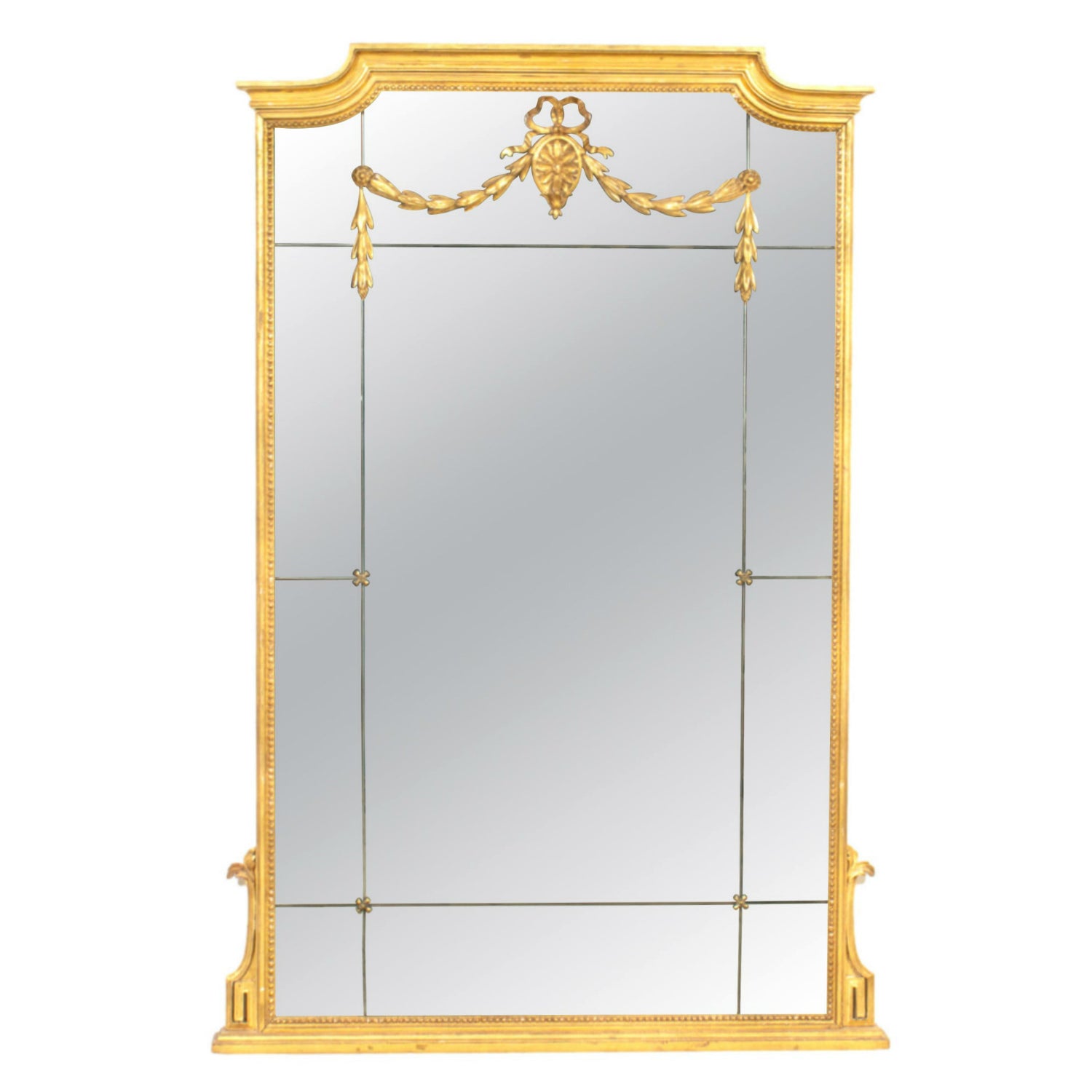 19th Century French Louis XVI Style Giltwood Pareclose Mirror with Original Mercury Glass