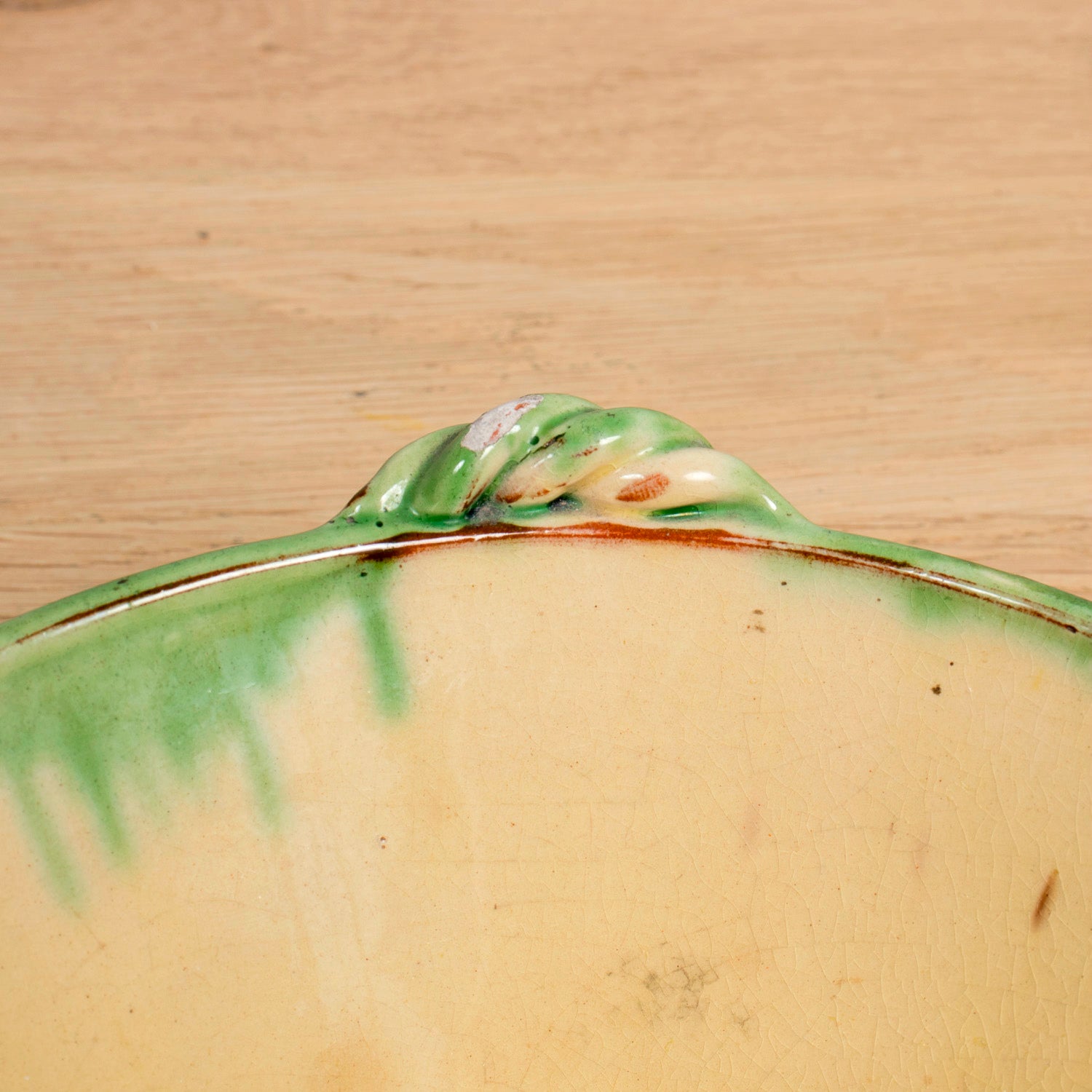 Vintage French Dieulefit Green Glazed Bowl Set – 3 Small Bowls and Serving Bowl