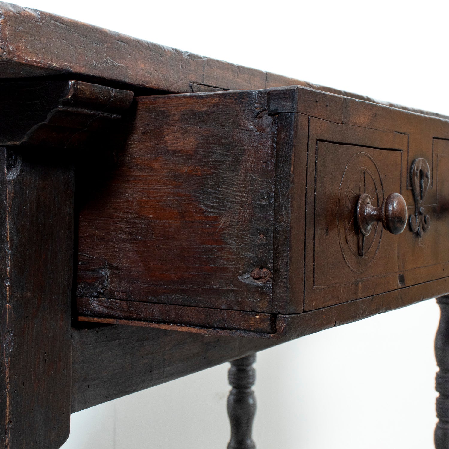 Mid-18th Century Primitive Spanish Catalan Walnut Center Table or Table de Milieu