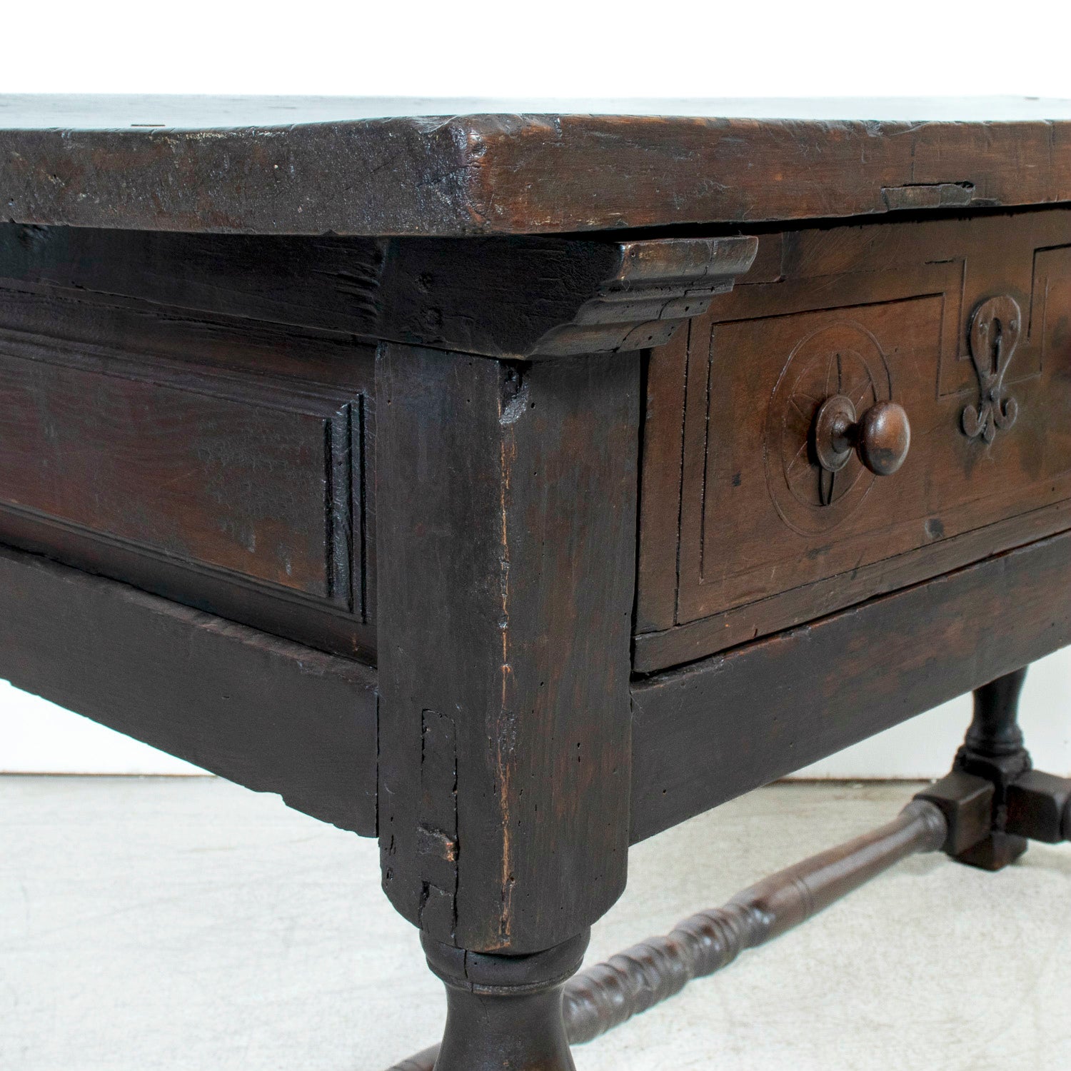 Mid-18th Century Primitive Spanish Catalan Walnut Center Table or Table de Milieu