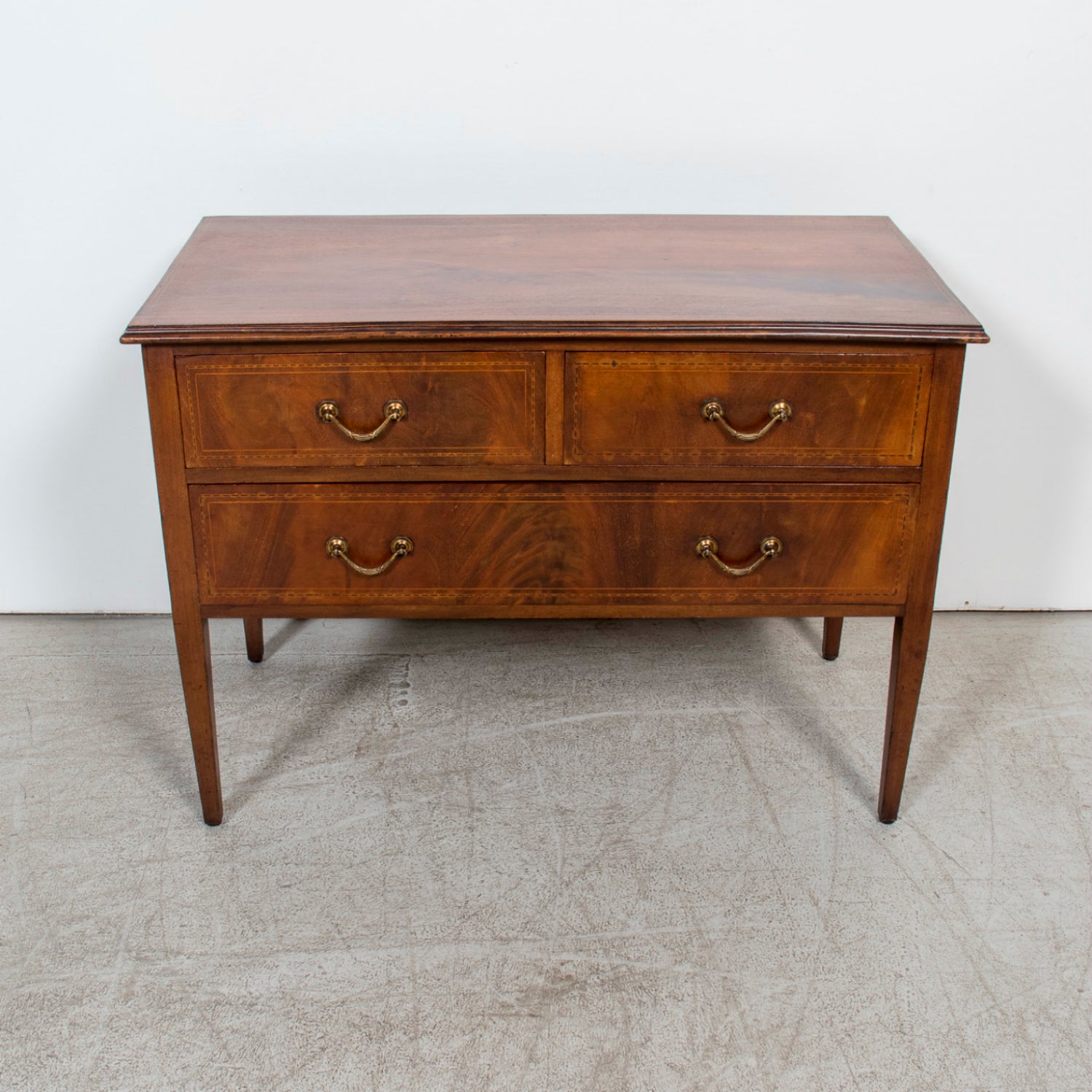 Late 19th Century French Louis XVI Style Walnut Commode Sauteuse with Fruitwood Marquetry