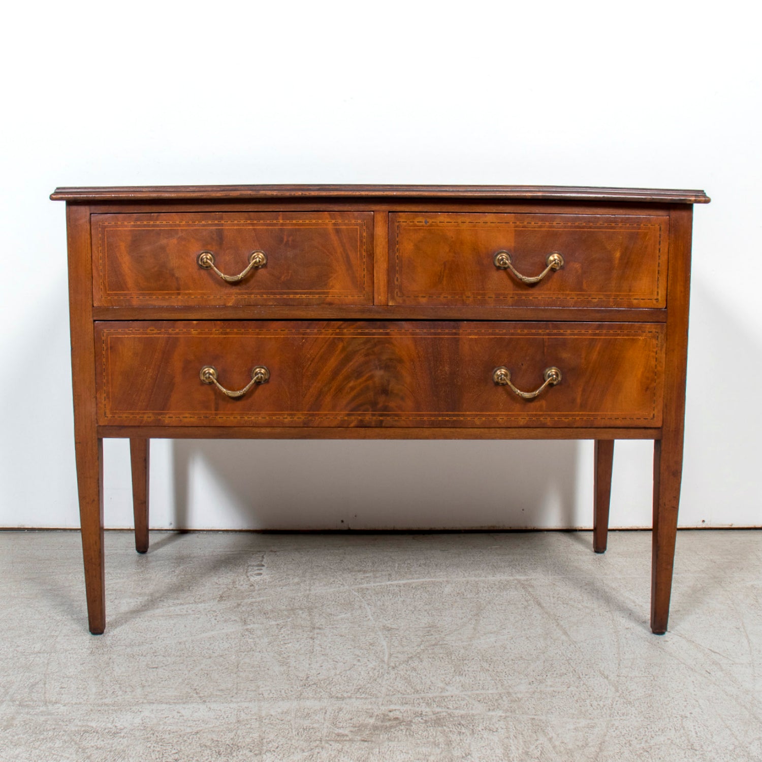 Late 19th Century French Louis XVI Style Walnut Commode Sauteuse with Fruitwood Marquetry