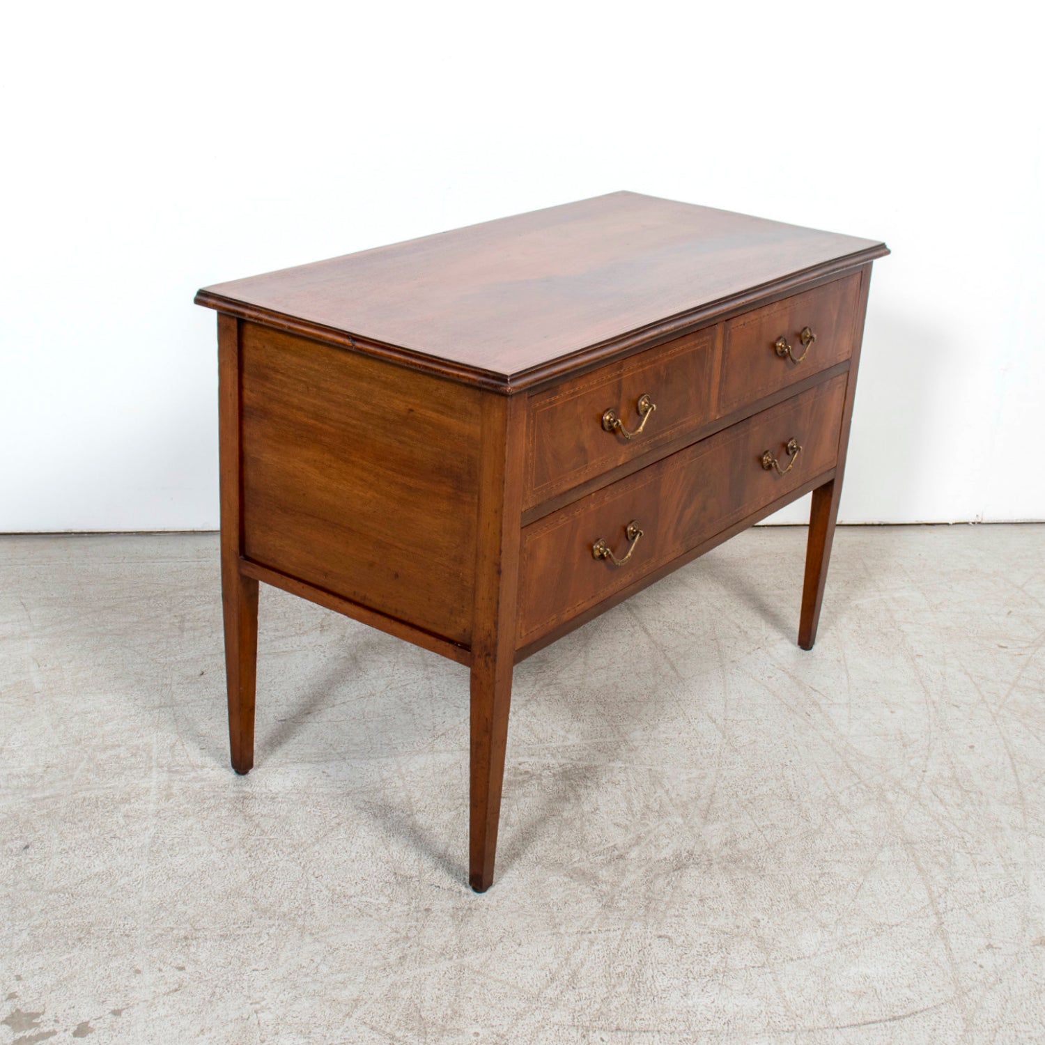 Late 19th Century French Louis XVI Style Walnut Commode Sauteuse with Fruitwood Marquetry