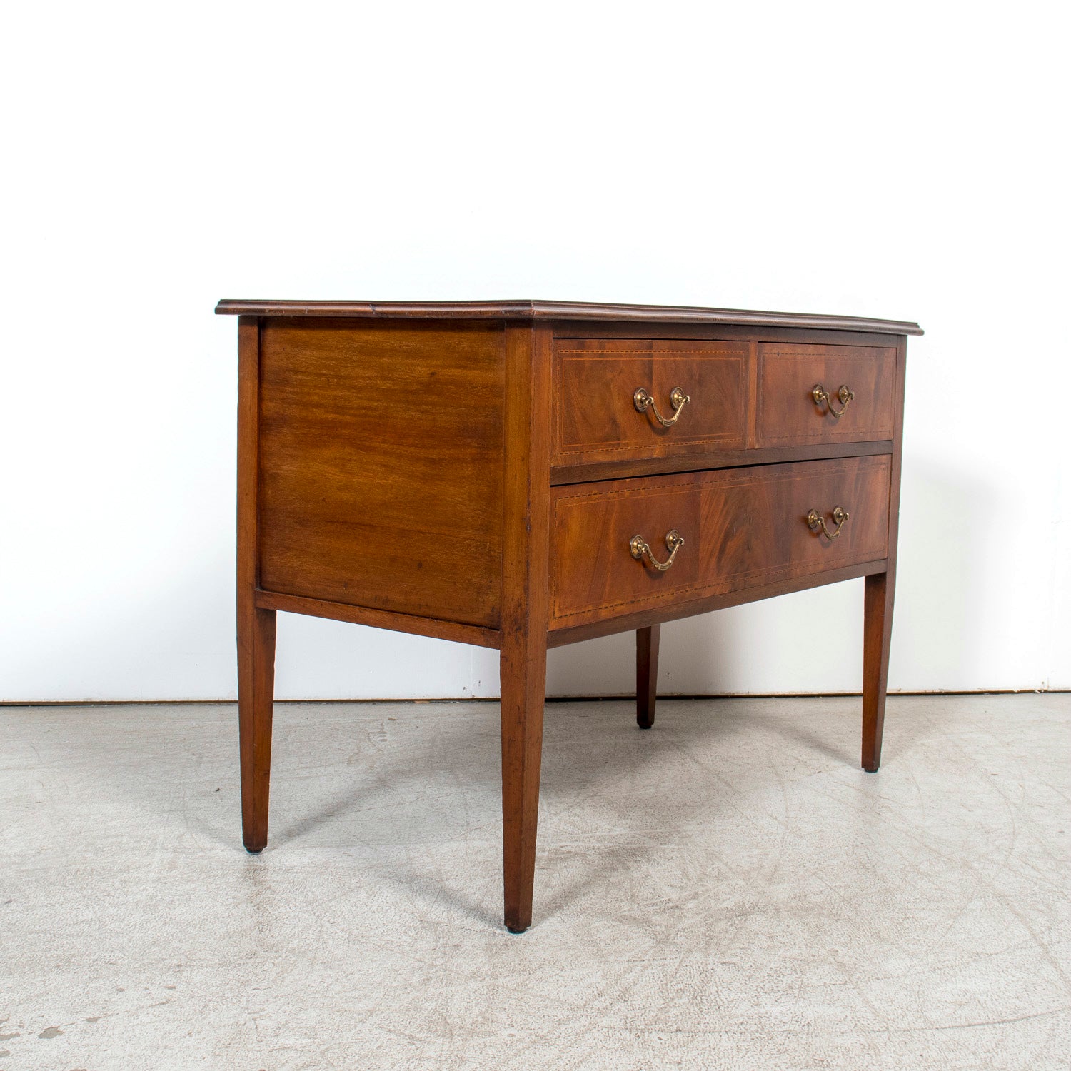 Late 19th Century French Louis XVI Style Walnut Commode Sauteuse with Fruitwood Marquetry