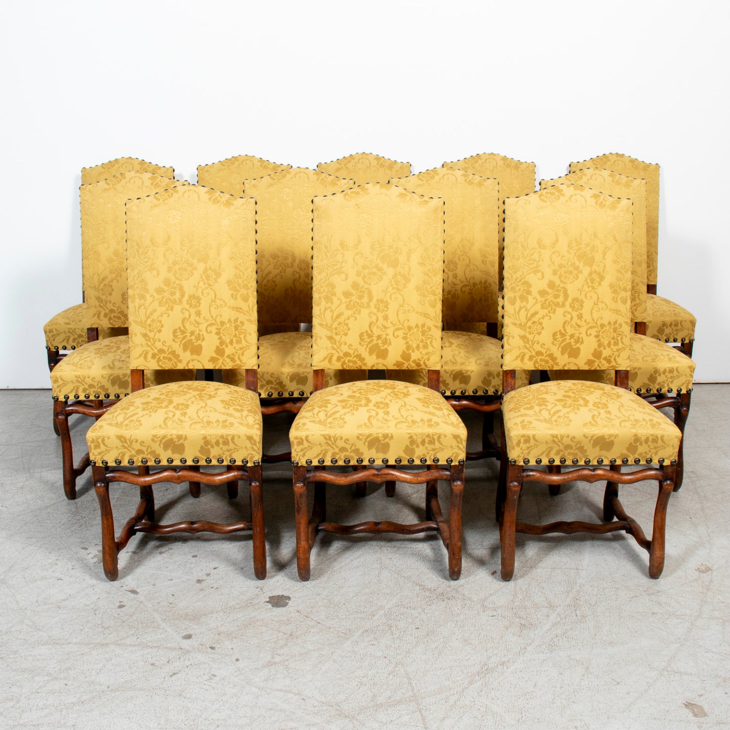 Set of 12 19th Century French Louis XIII Style Os de Mouton Dining Chairs