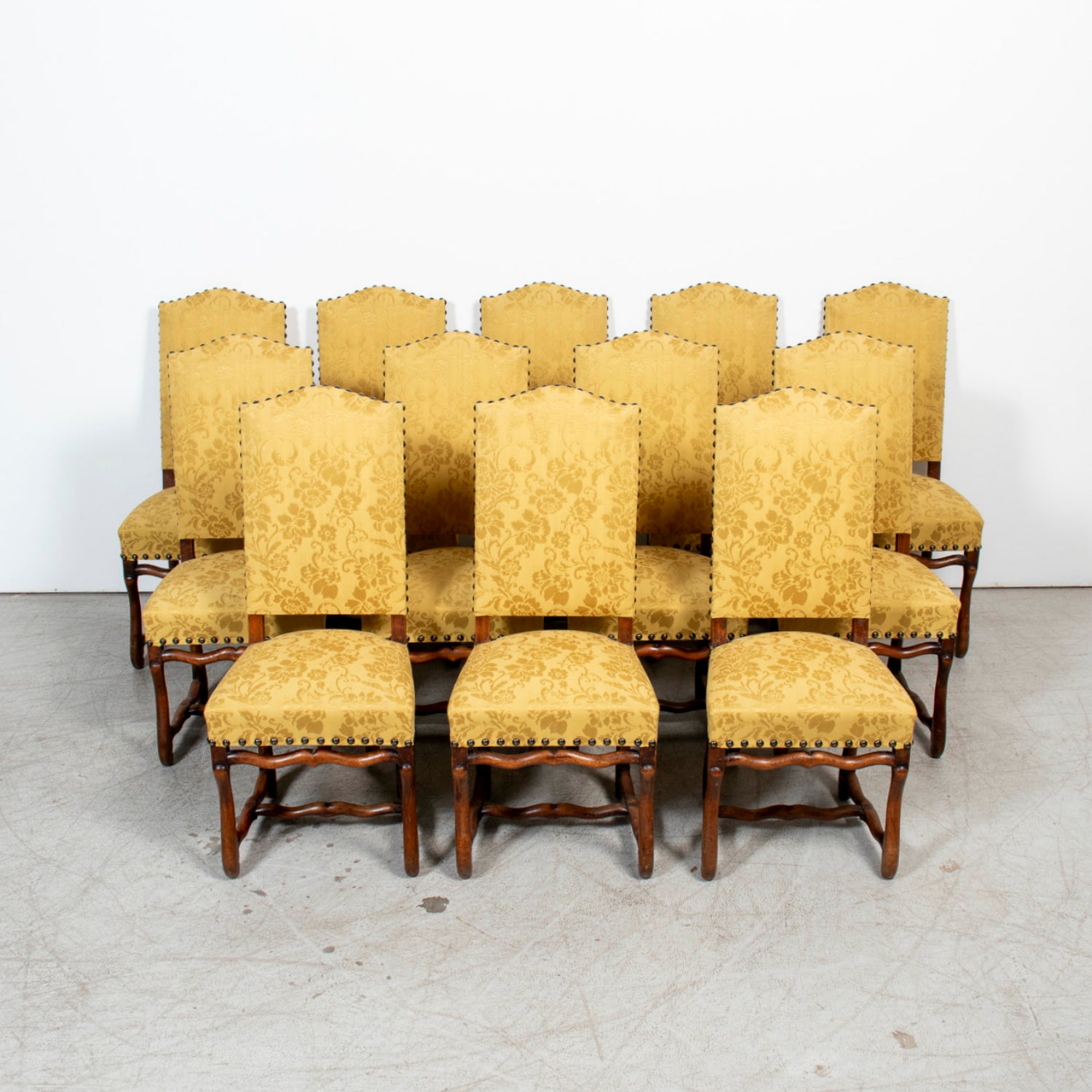 Set of 12 19th Century French Louis XIII Style Os de Mouton Dining Chairs