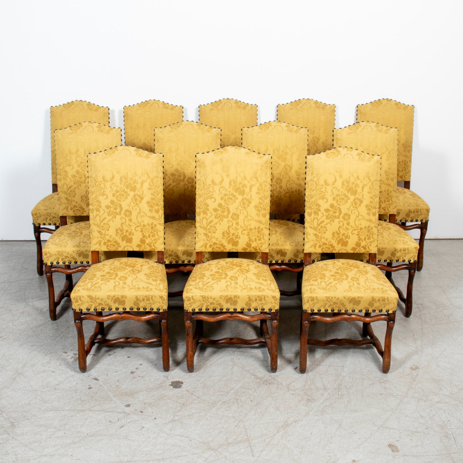 Set of 12 19th Century French Louis XIII Style Os de Mouton Dining Chairs