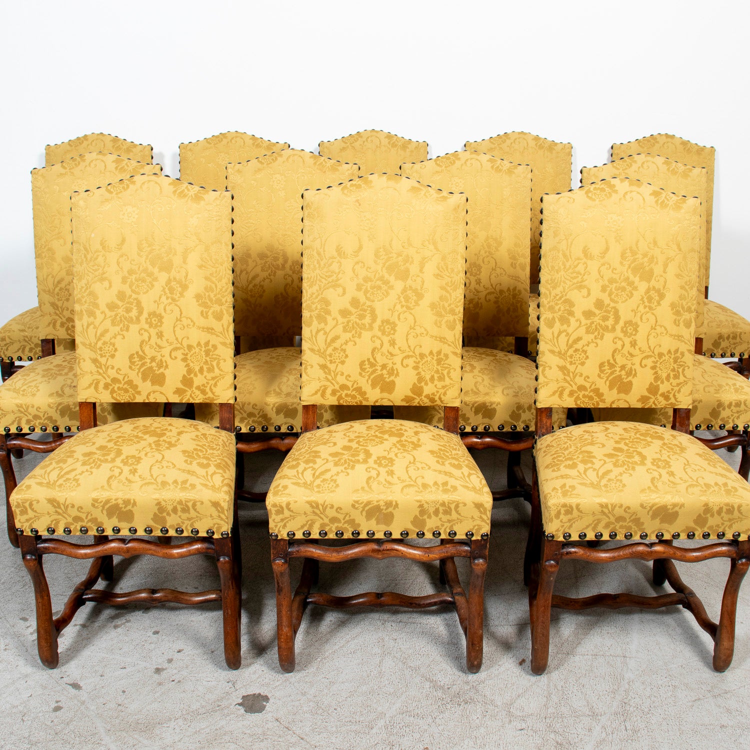 Set of 12 19th Century French Louis XIII Style Os de Mouton Dining Chairs